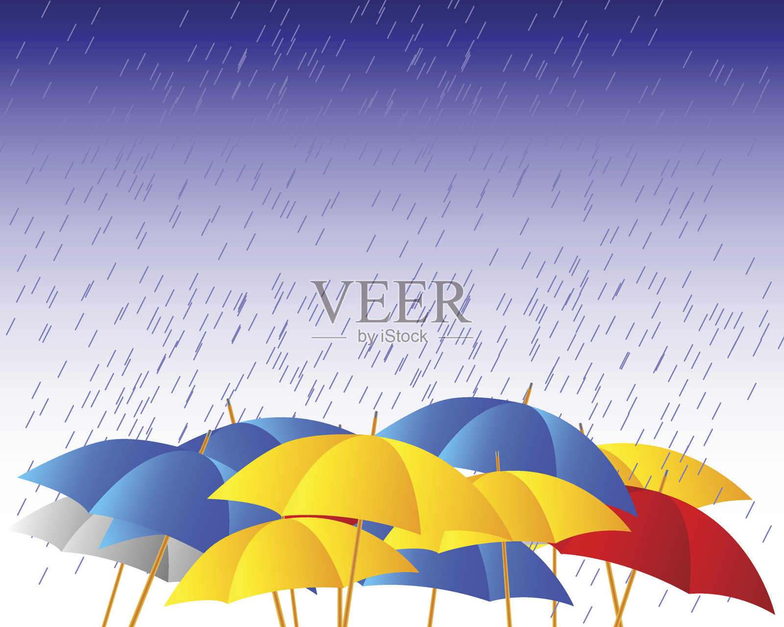 雨中的雨伞插画图片素材
