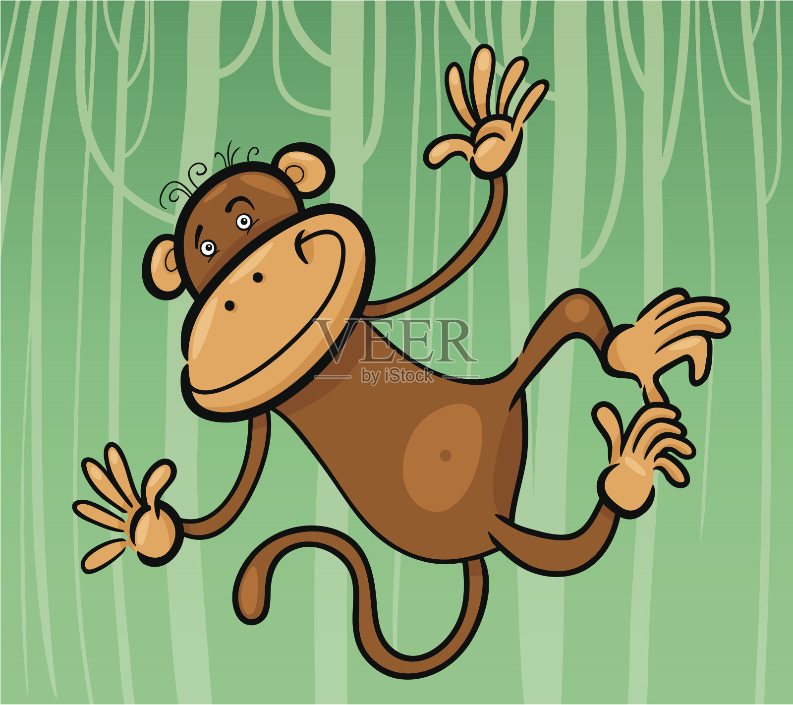 卡通插图的滑稽猴子插画图片素材