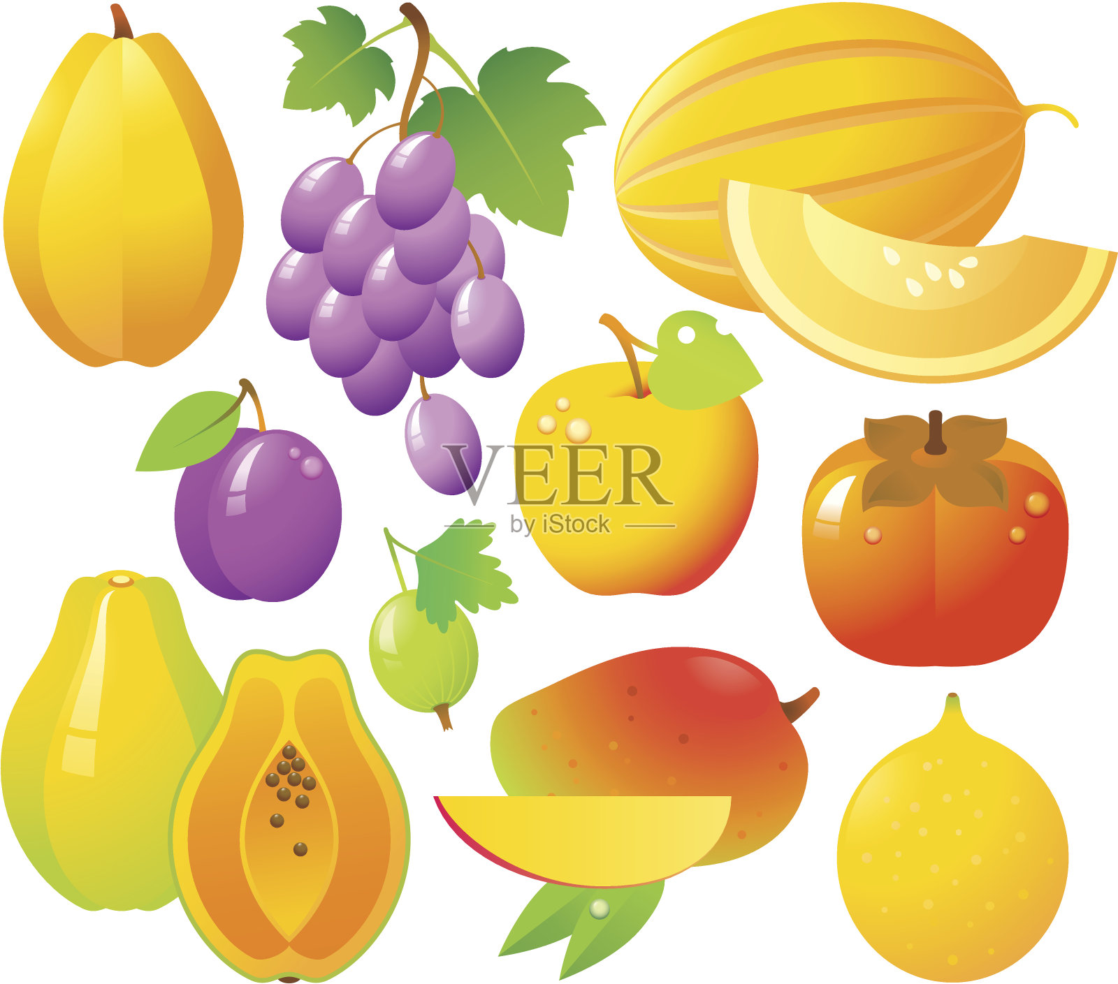 新鲜水果图标插画图片素材