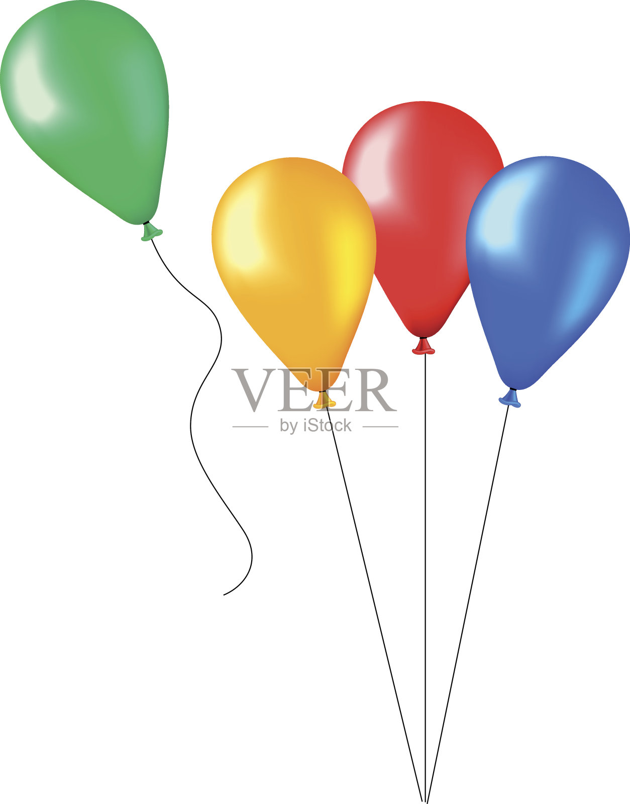 平面设计图像的多色派对气球设计元素图片