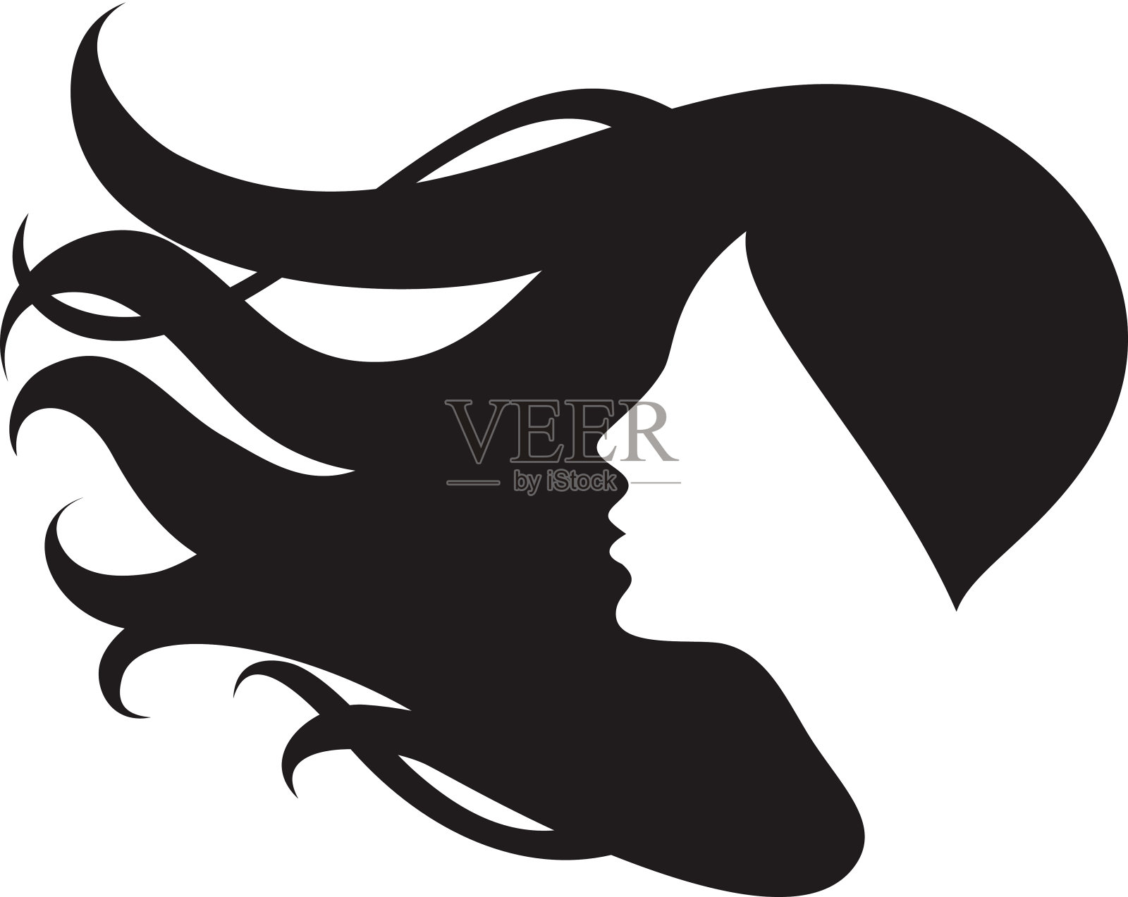 女性的头发插画图片素材