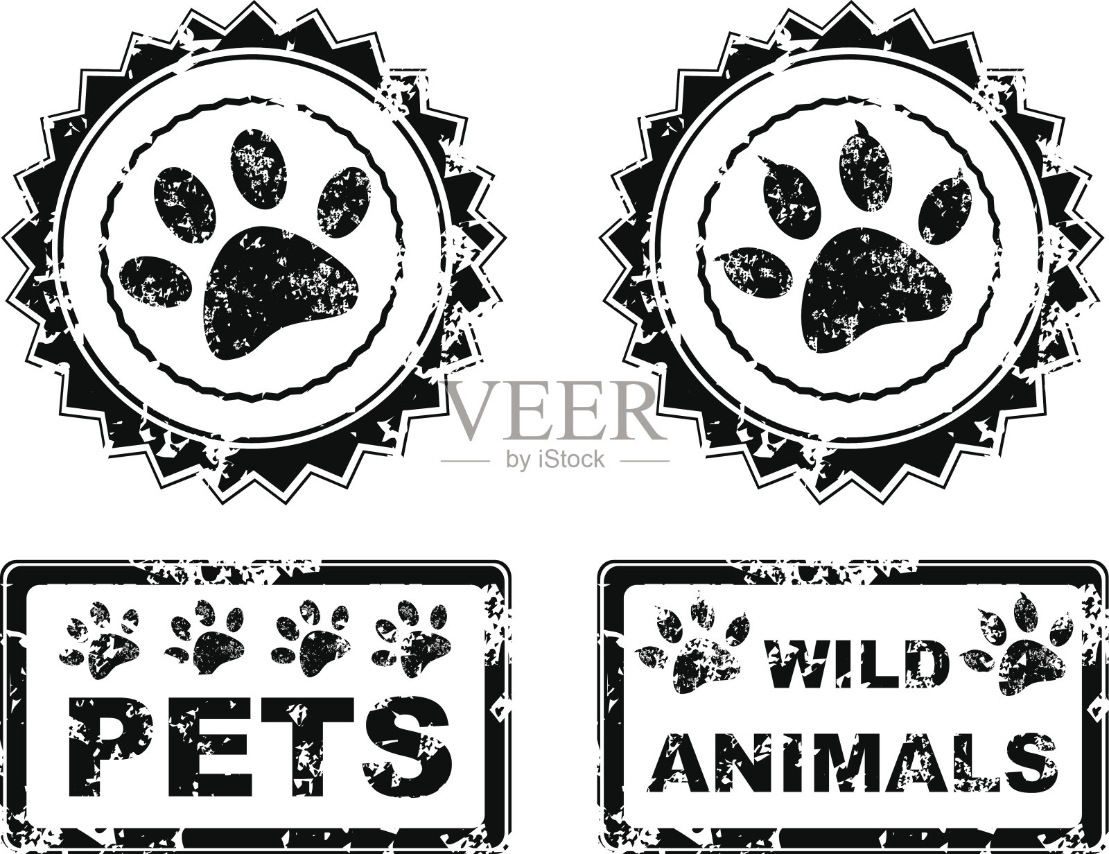 动物邮票插画图片素材