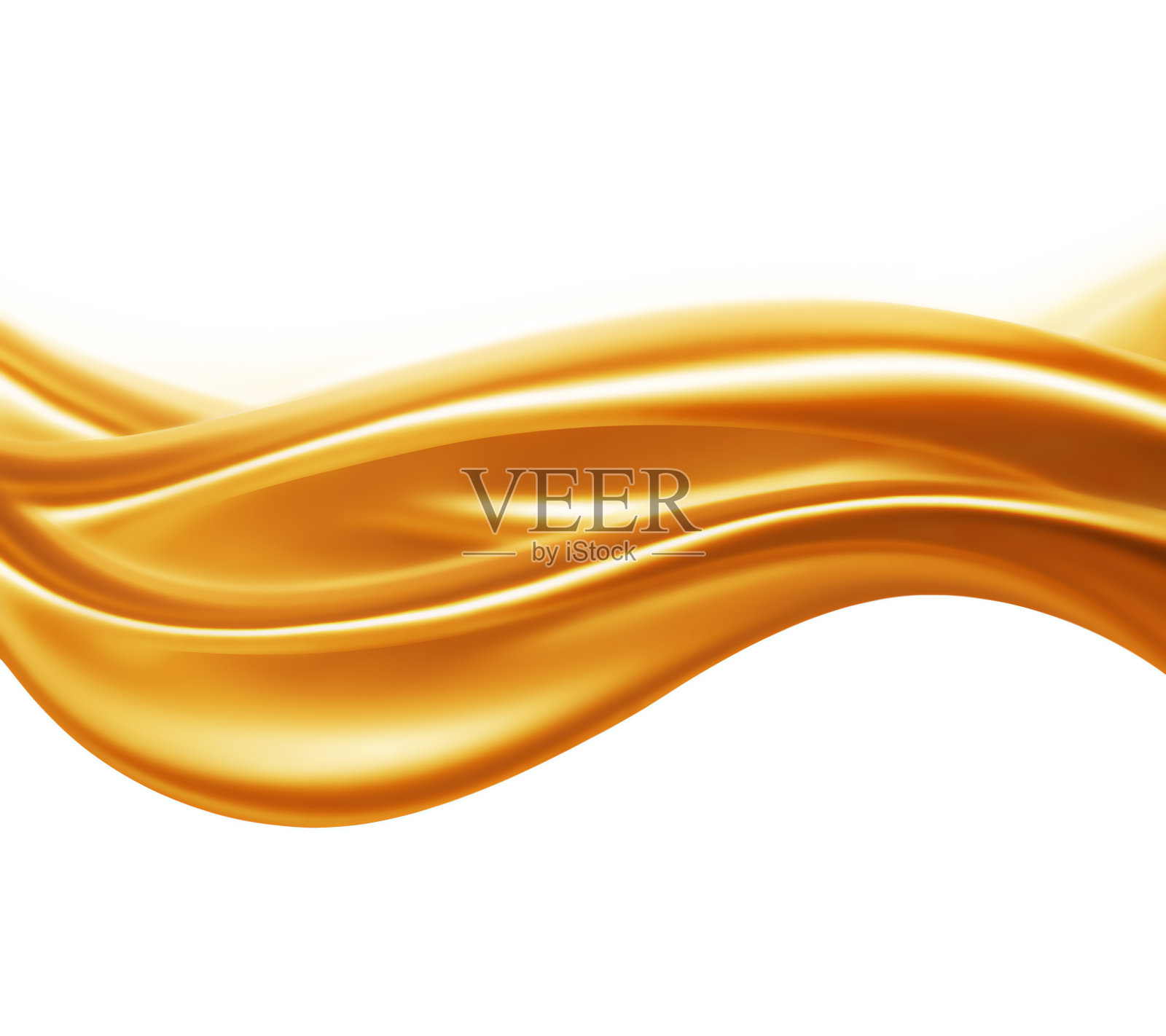 白色背景上的金色缎子波浪插画图片素材