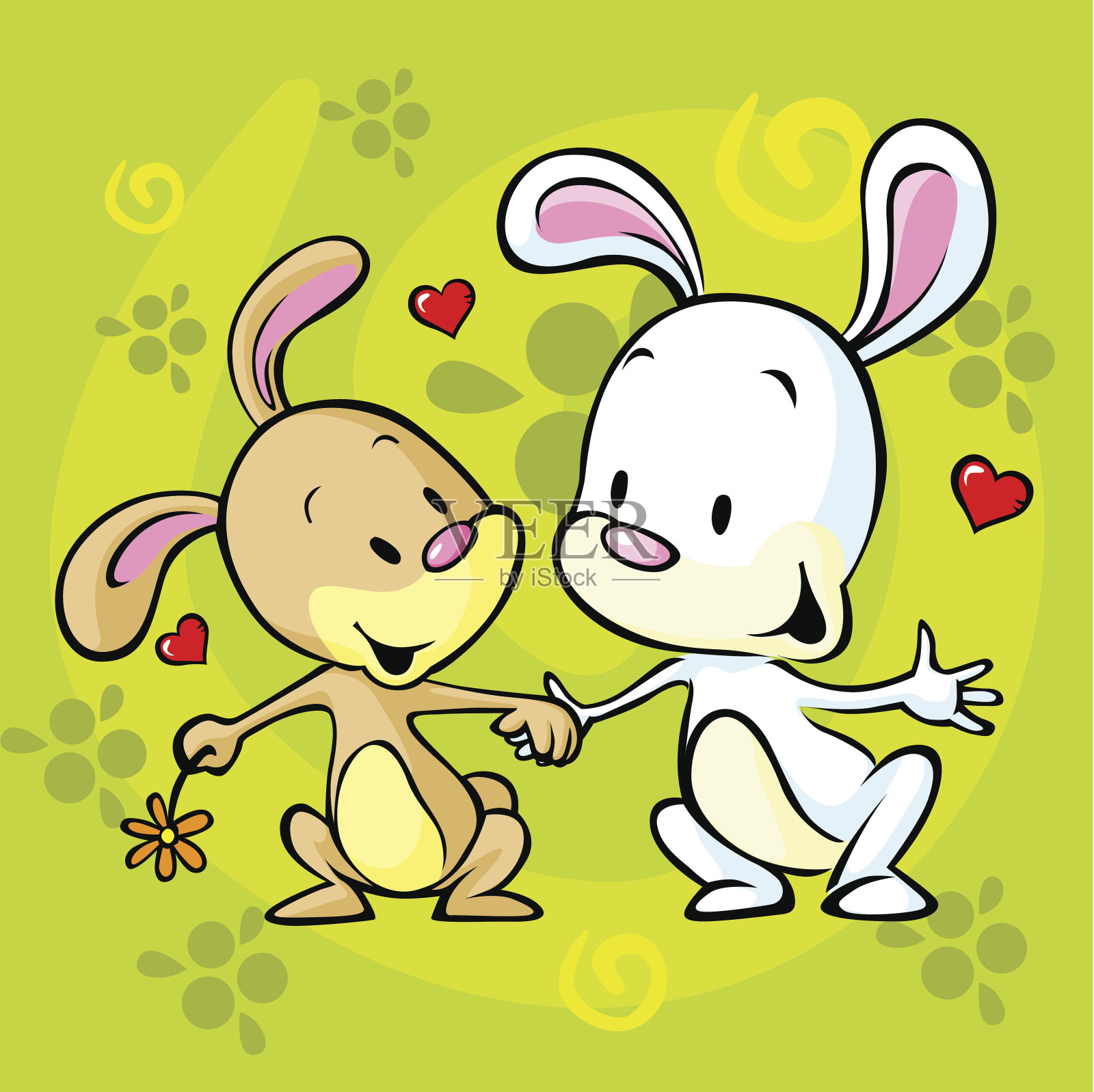 兔子在爱-卡通插图插画图片素材