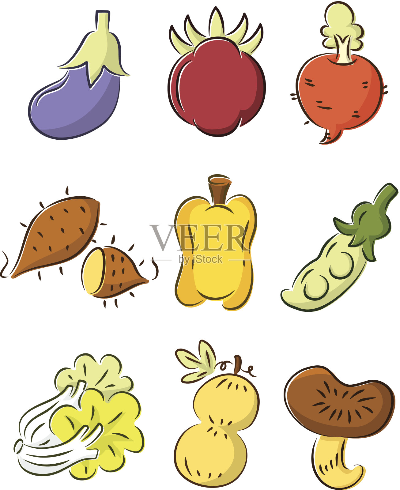 可爱卡通蔬菜元素插画图片素材