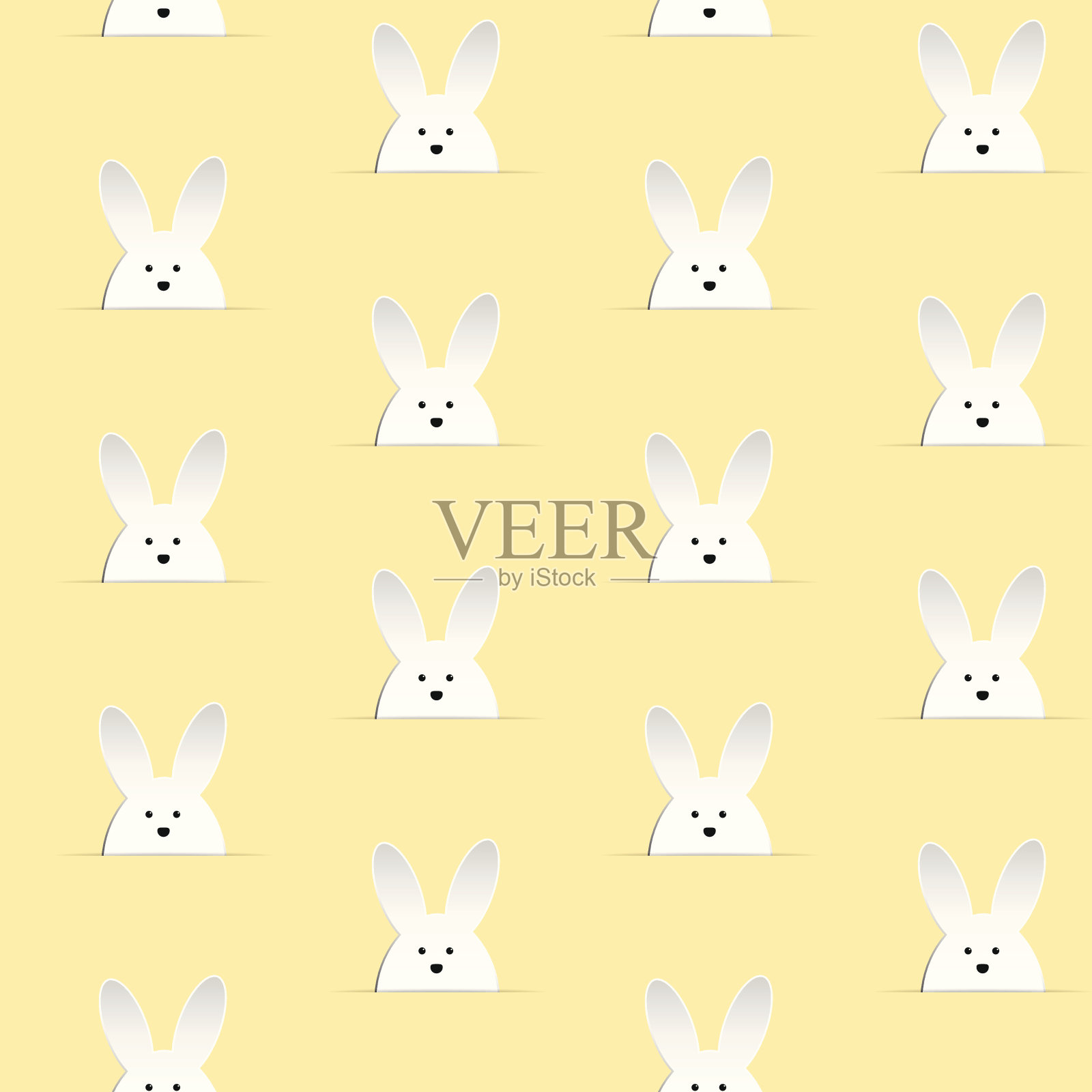 快乐的复活节兔子兔子黄色无缝背景插画图片素材