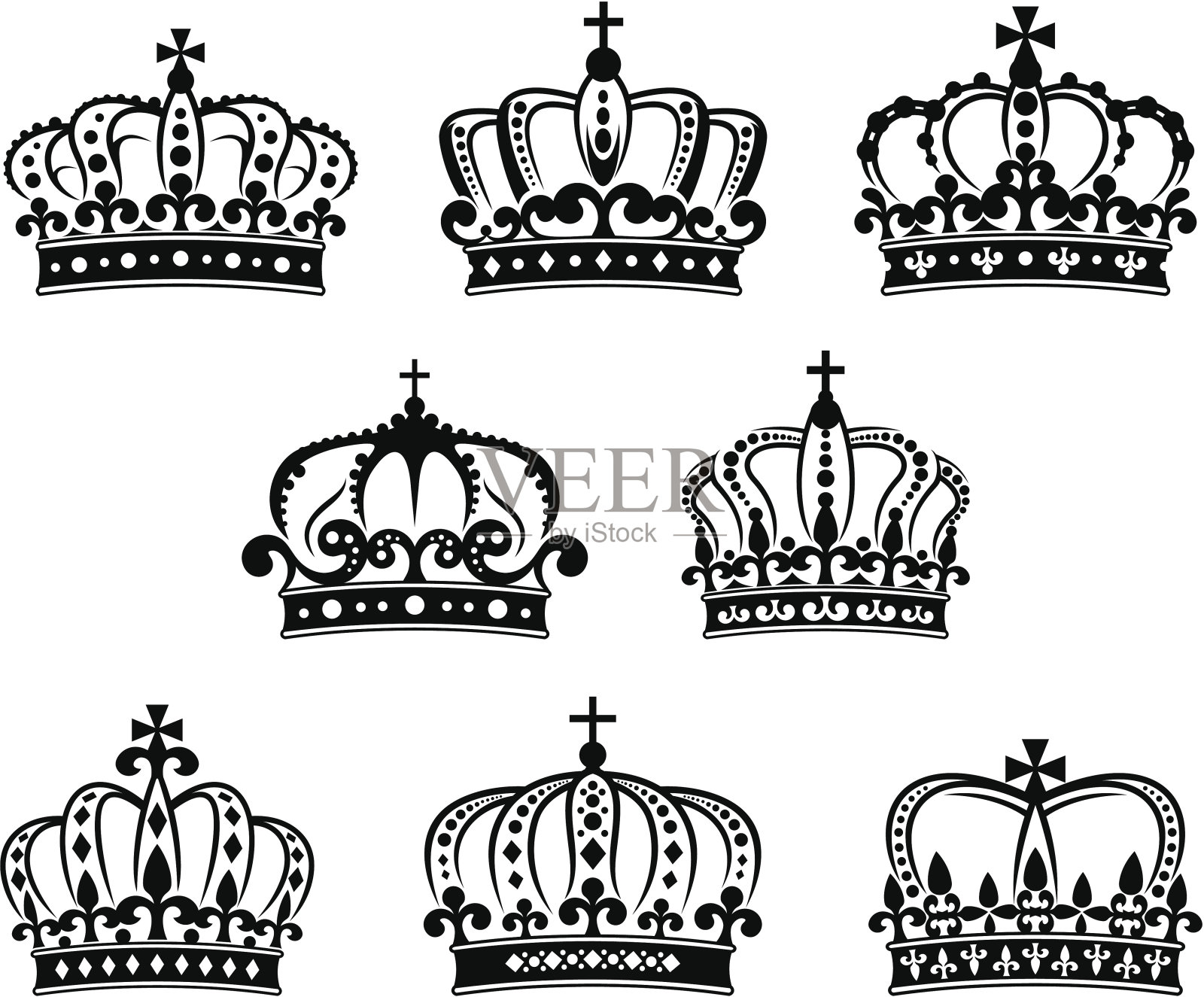 装饰纹章的皇家王冠插画图片素材