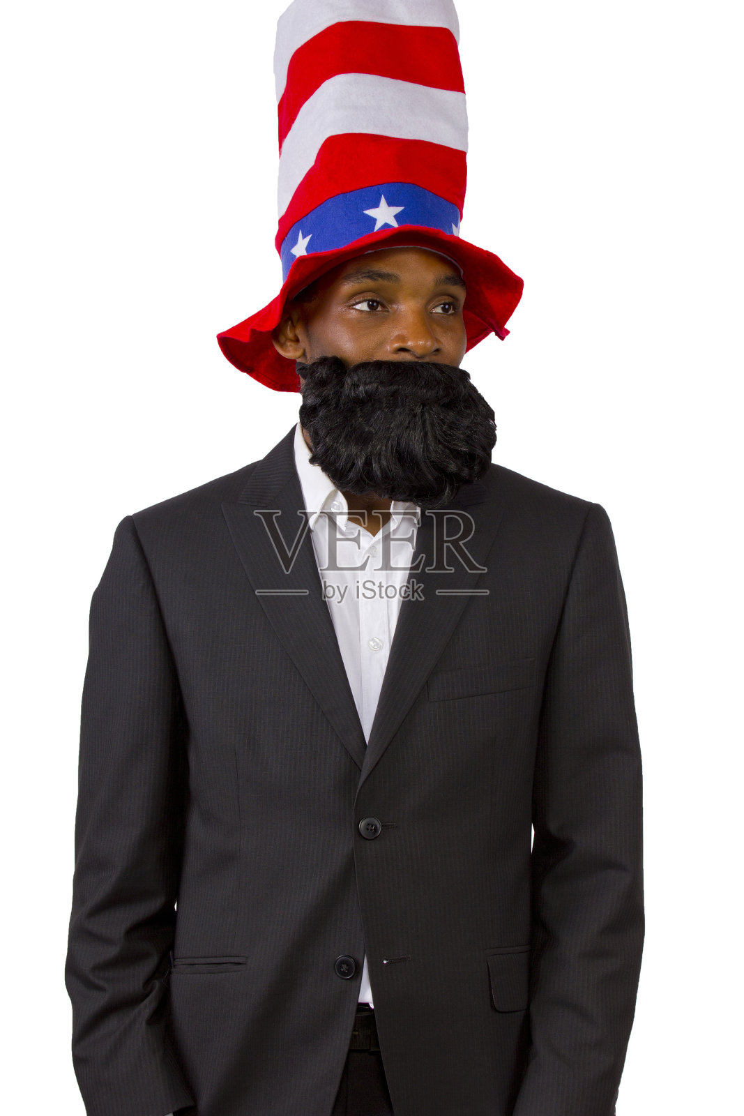 打扮成山姆大叔的美国黑人照片摄影图片