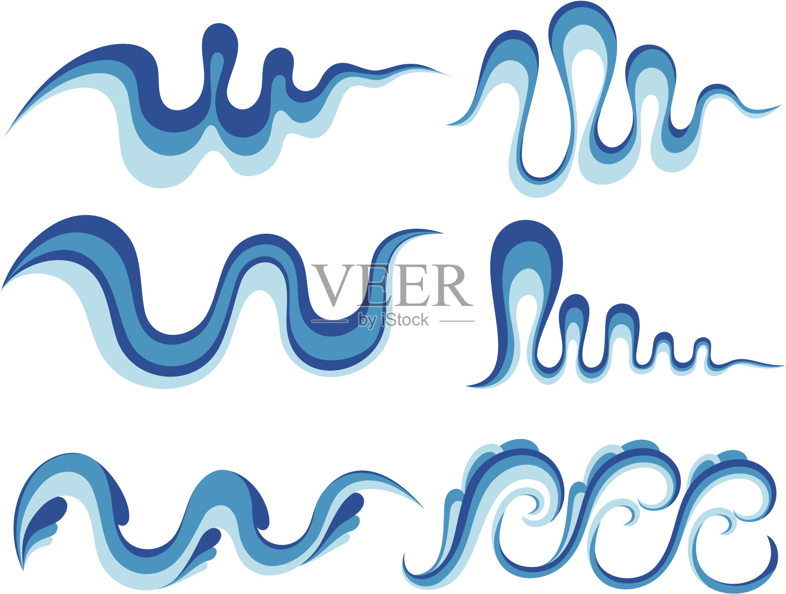 一组波浪符号的设计设计元素图片