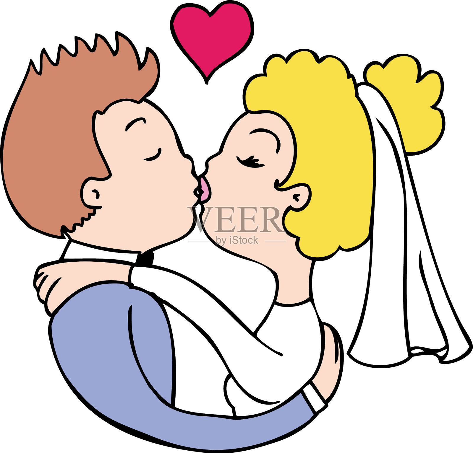 结婚的吻插画图片素材