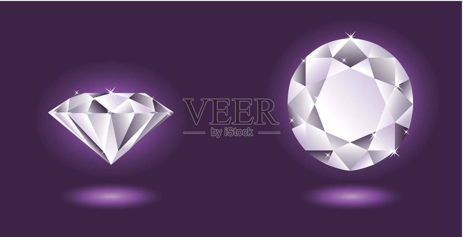 紫色背景上的钻石插画图片素材