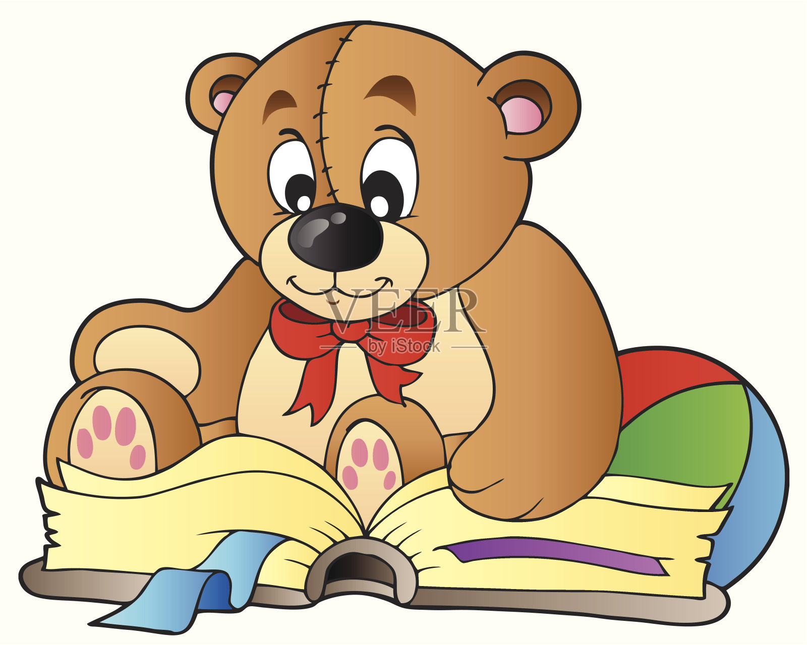 可爱的泰迪熊在看书设计元素图片