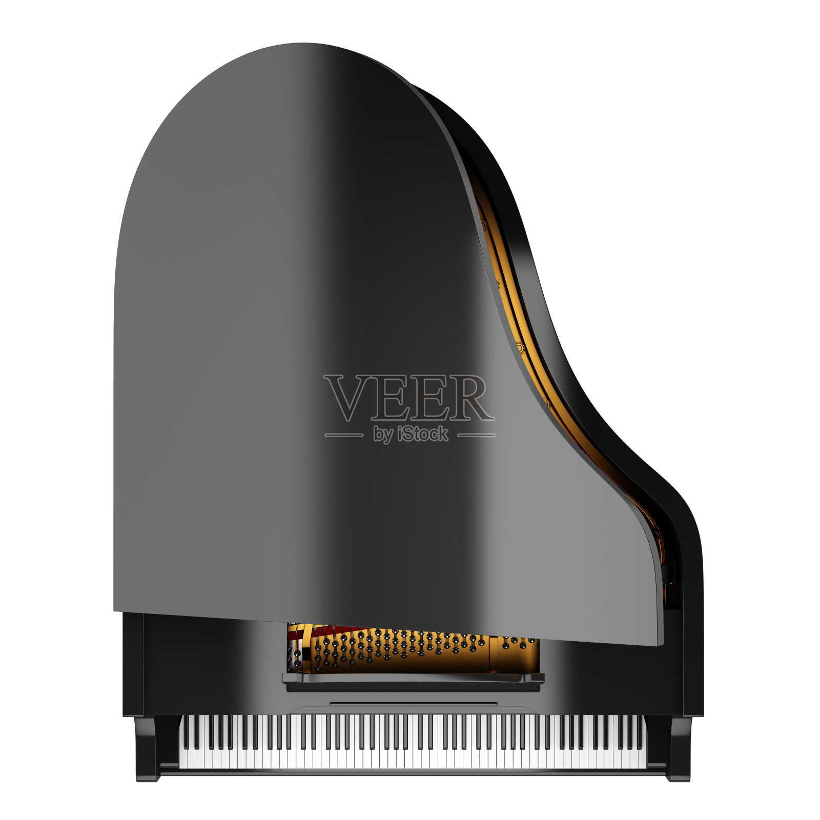 顶视图的黑色大钢琴孤立的白色背景照片摄影图片