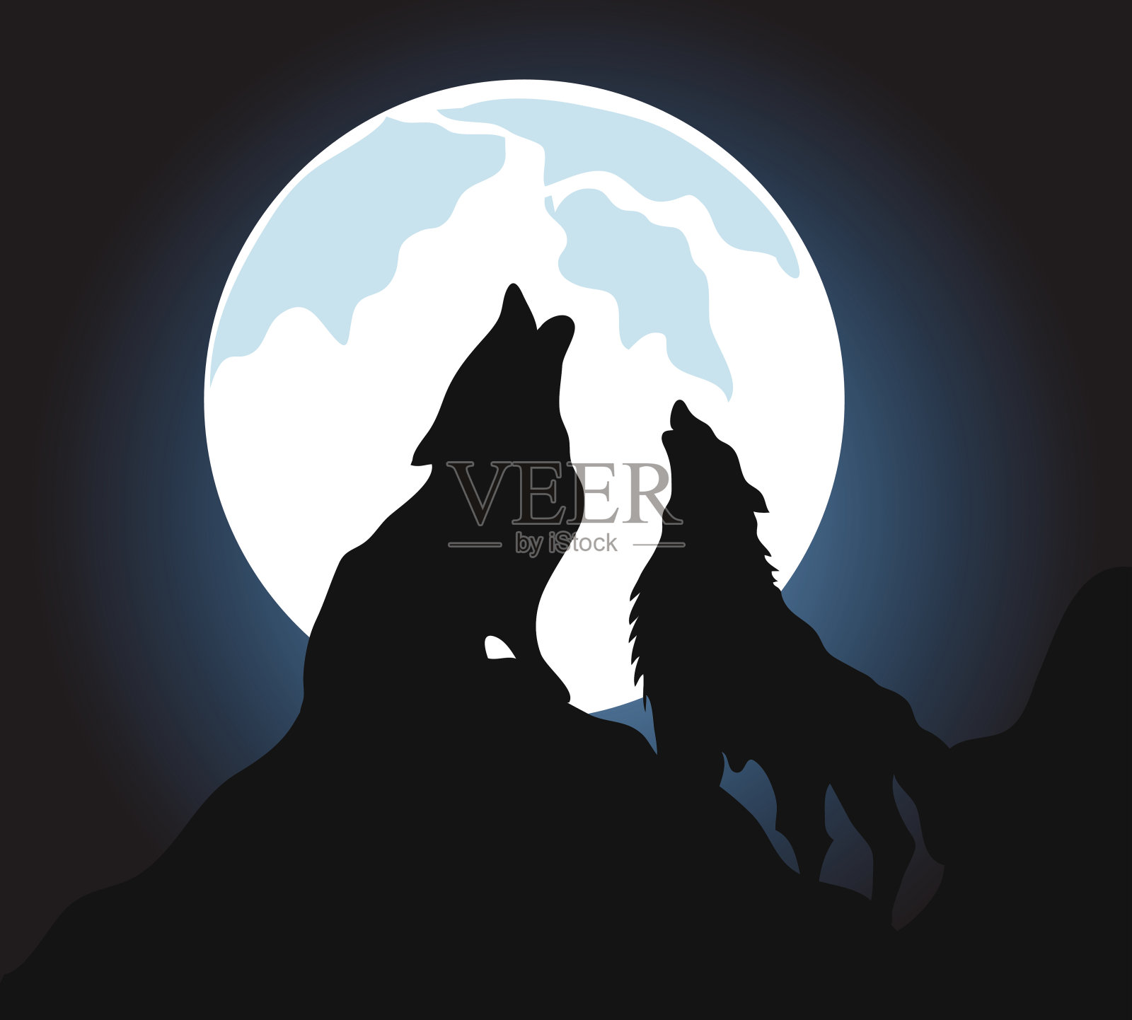 狼的嚎叫背景插画图片素材
