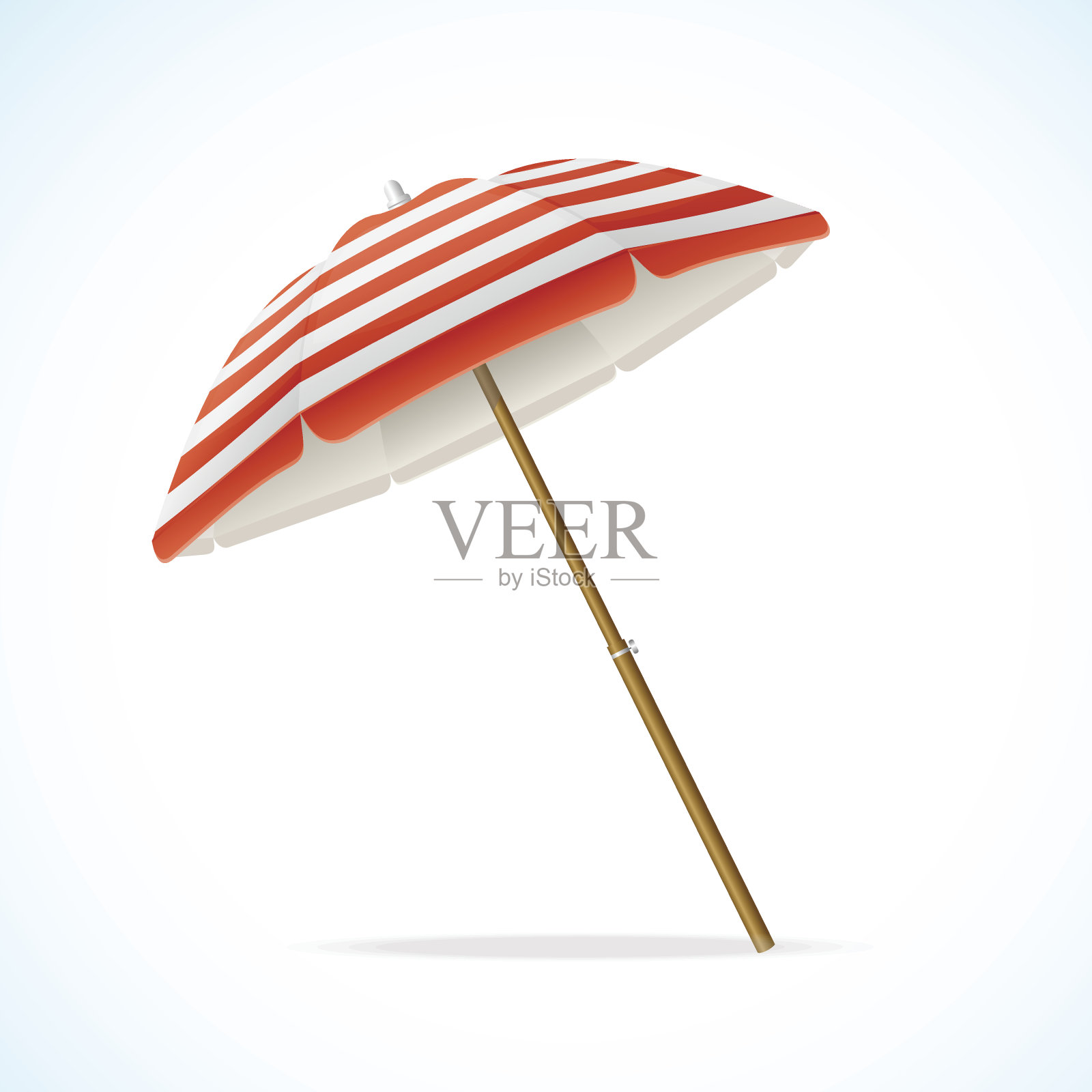 矢量海滩伞红白插画图片素材