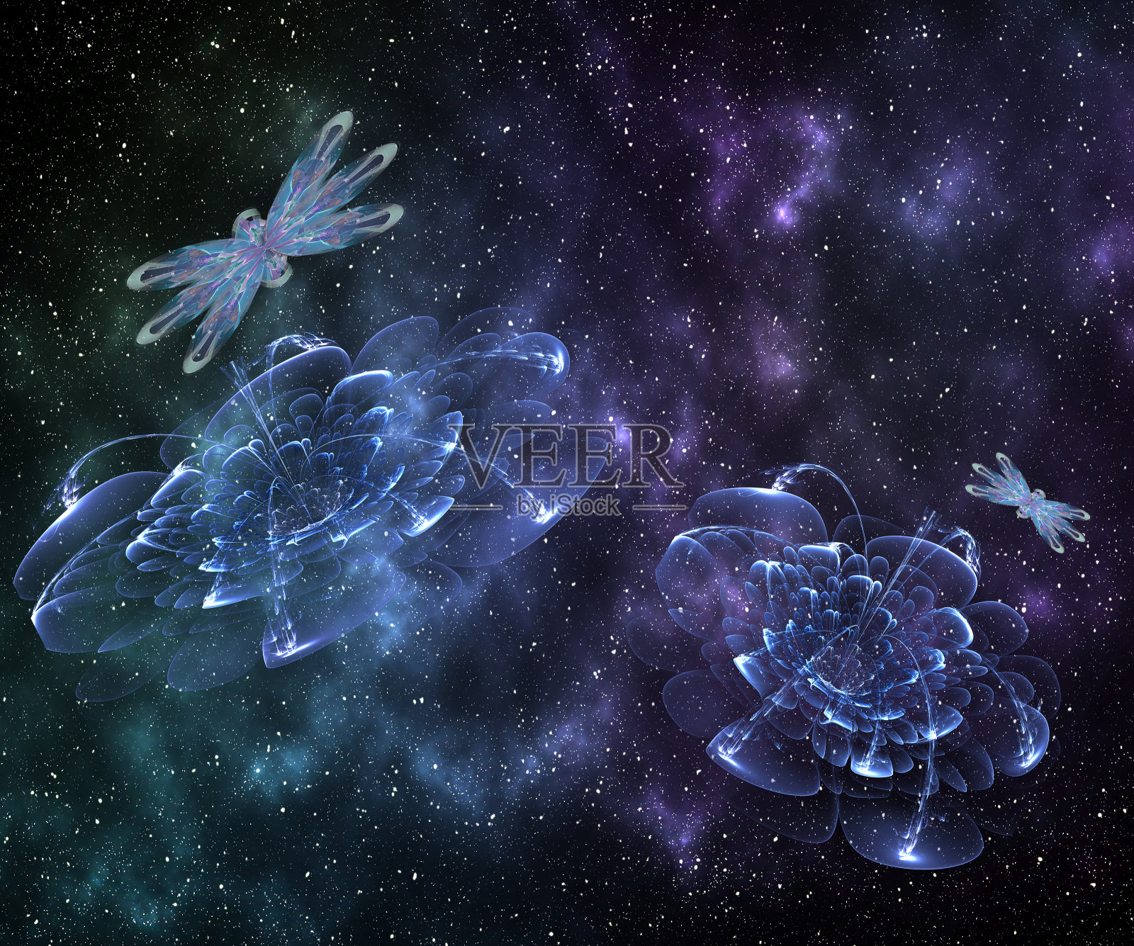 抽象的宇宙云，行星和星系的恒星。插画图片素材