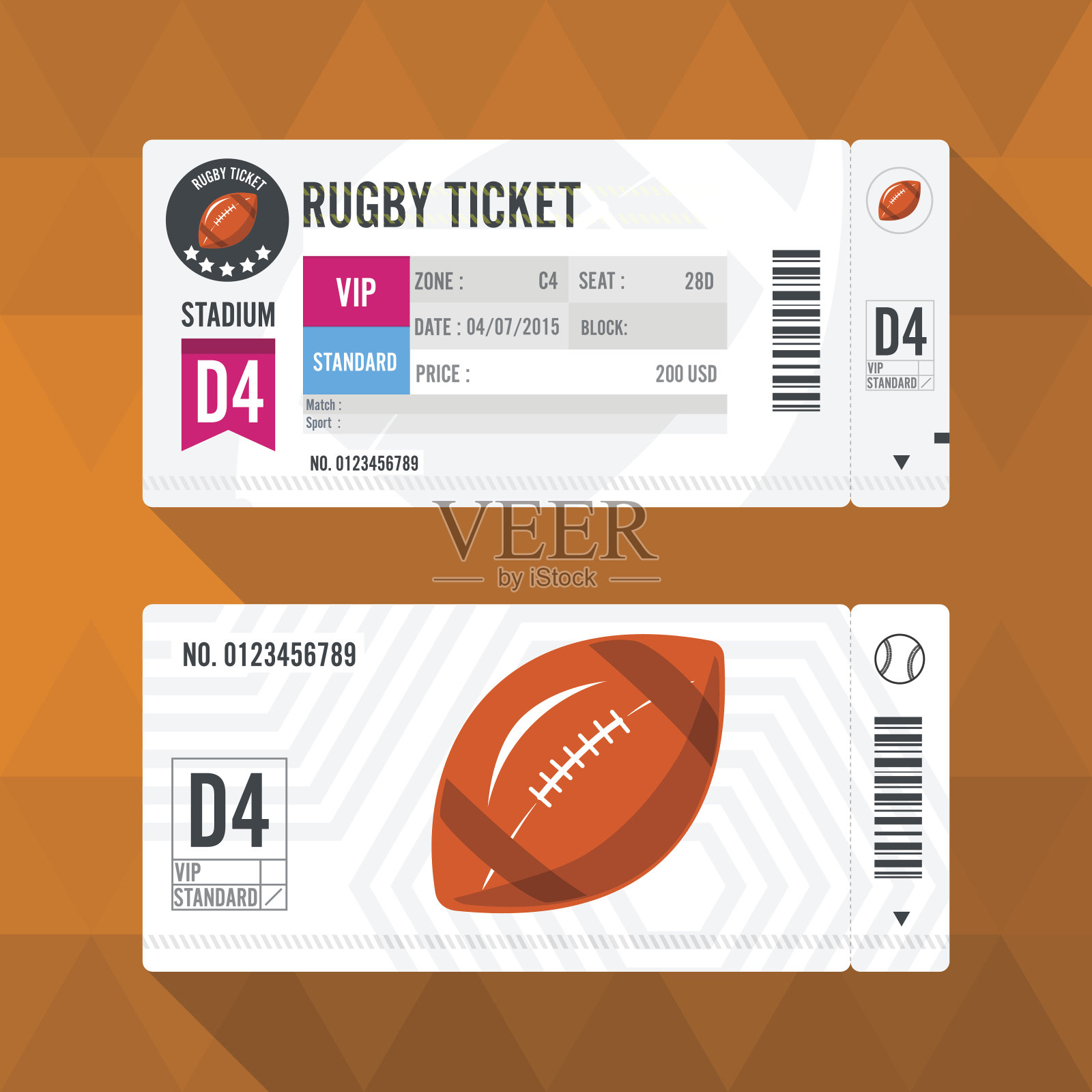 橄榄球票卡的现代元素设计设计模板素材