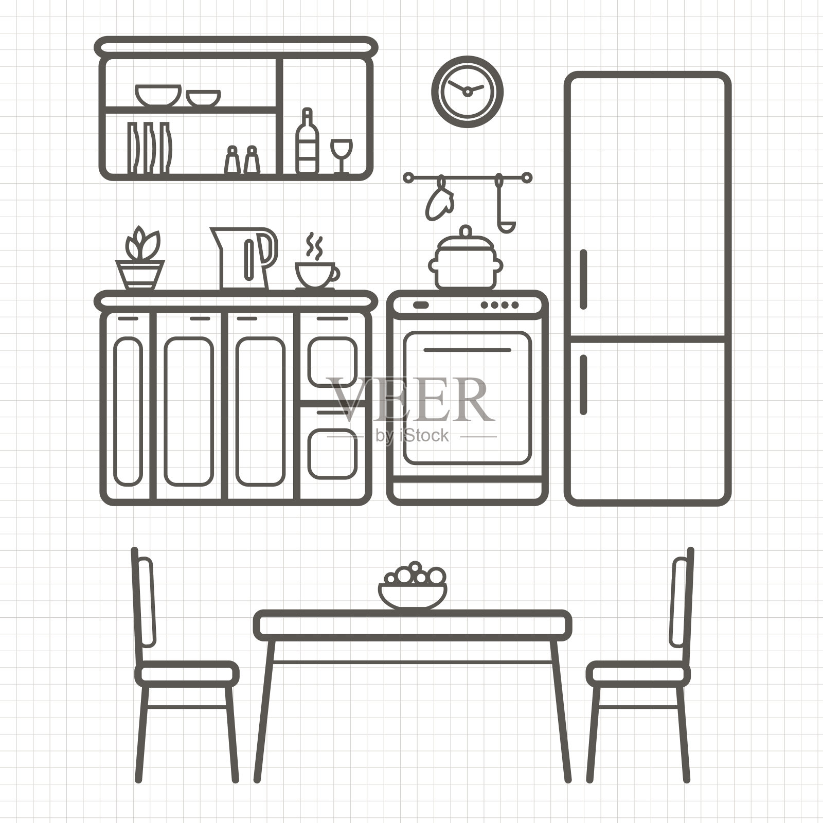 厨房家具插画图片素材