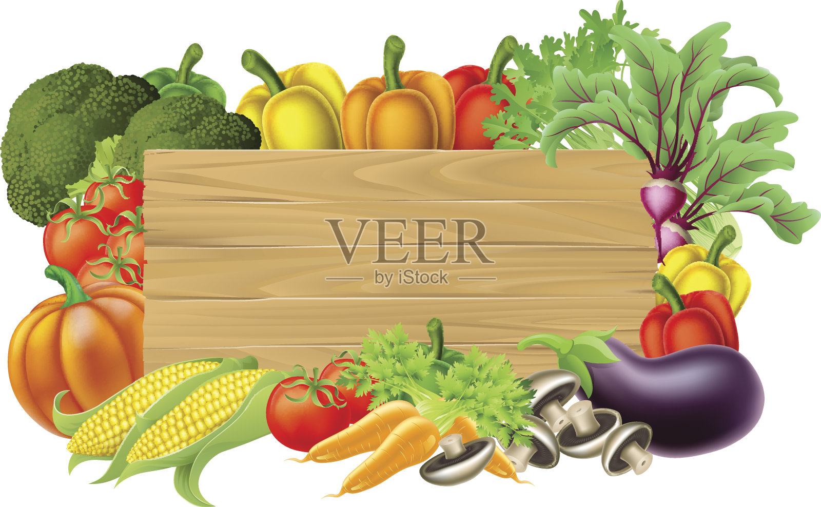 新鲜蔬菜的迹象插画图片素材