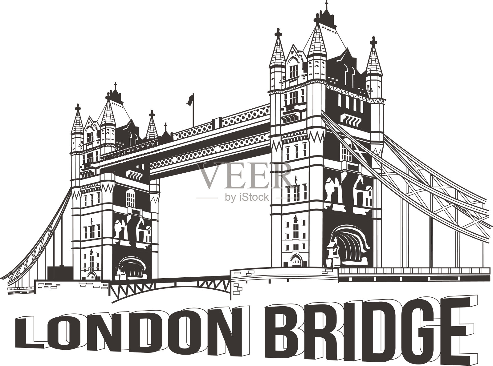 向量塔桥。伦敦的插图插画图片素材