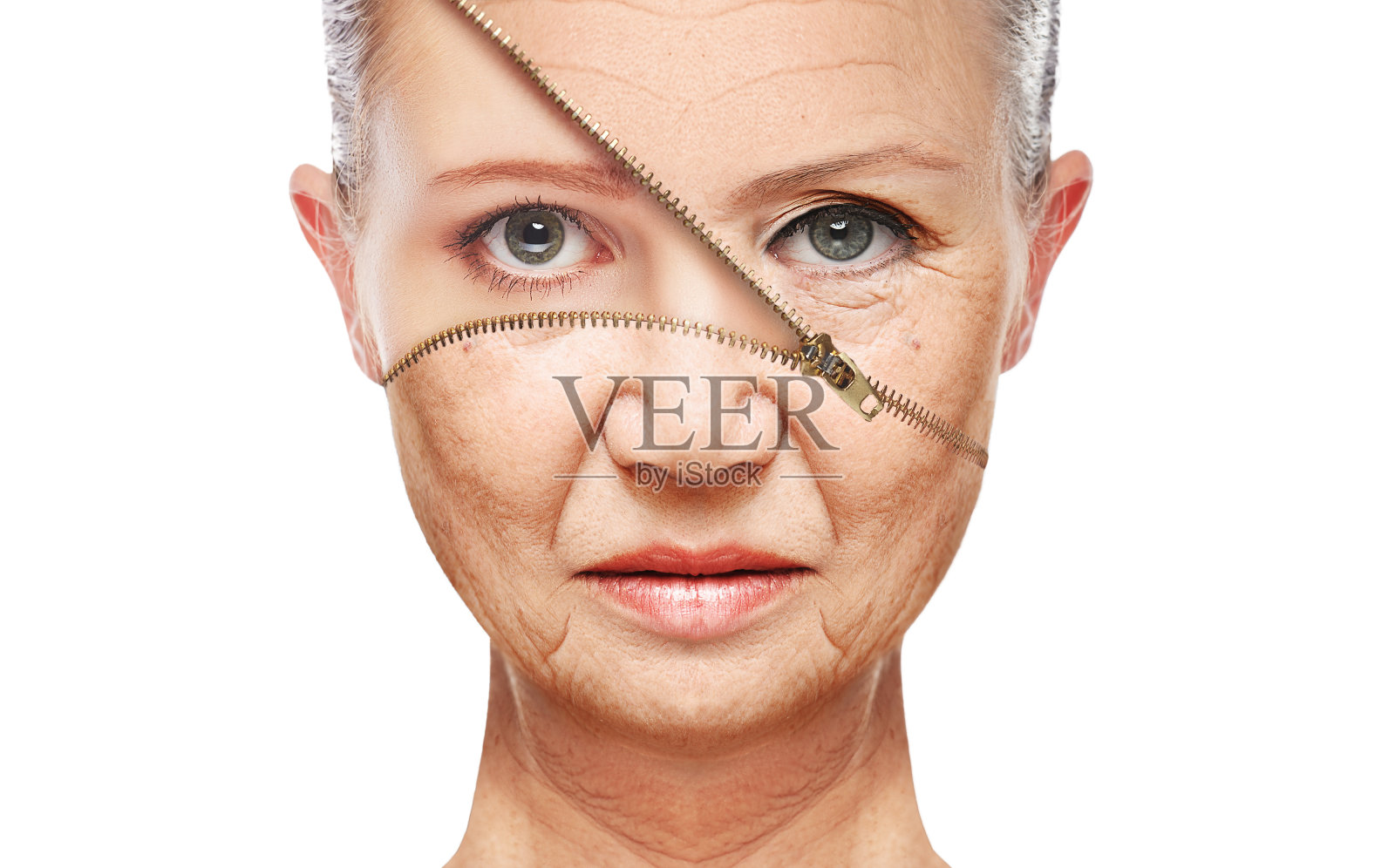 皮肤老化的概念。抗衰老程序，嫩肤，提升，面部皮肤照片摄影图片