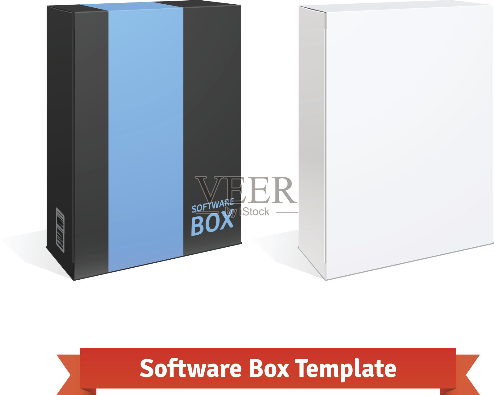 白硬纸板软件盒设计模板素材