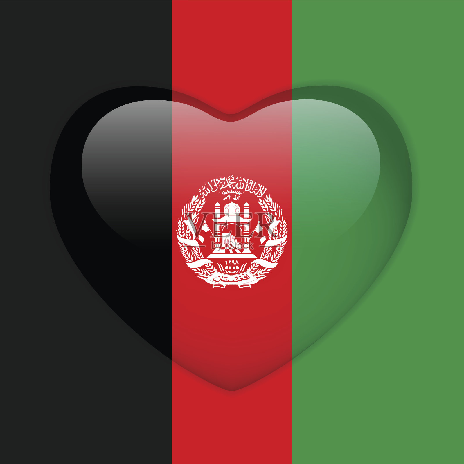 阿富汗国旗心光滑按钮插画图片素材