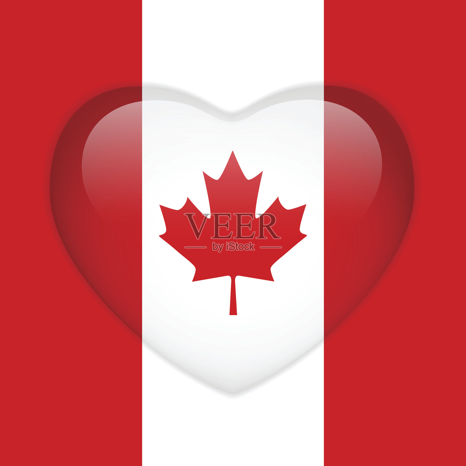 加拿大国旗心光滑按钮插画图片素材