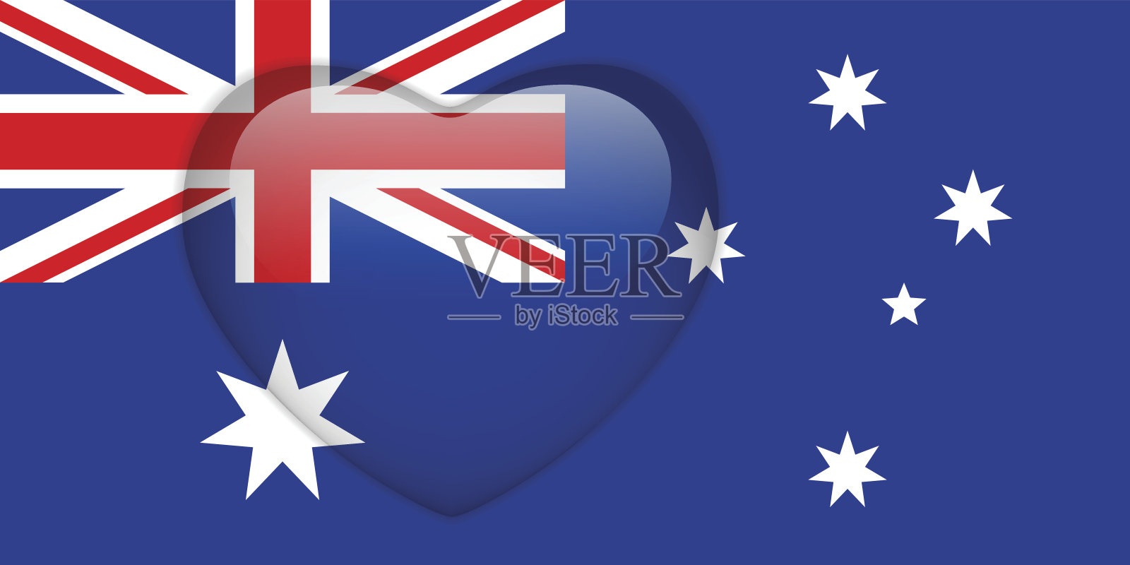 澳大利亚国旗心光滑按钮插画图片素材