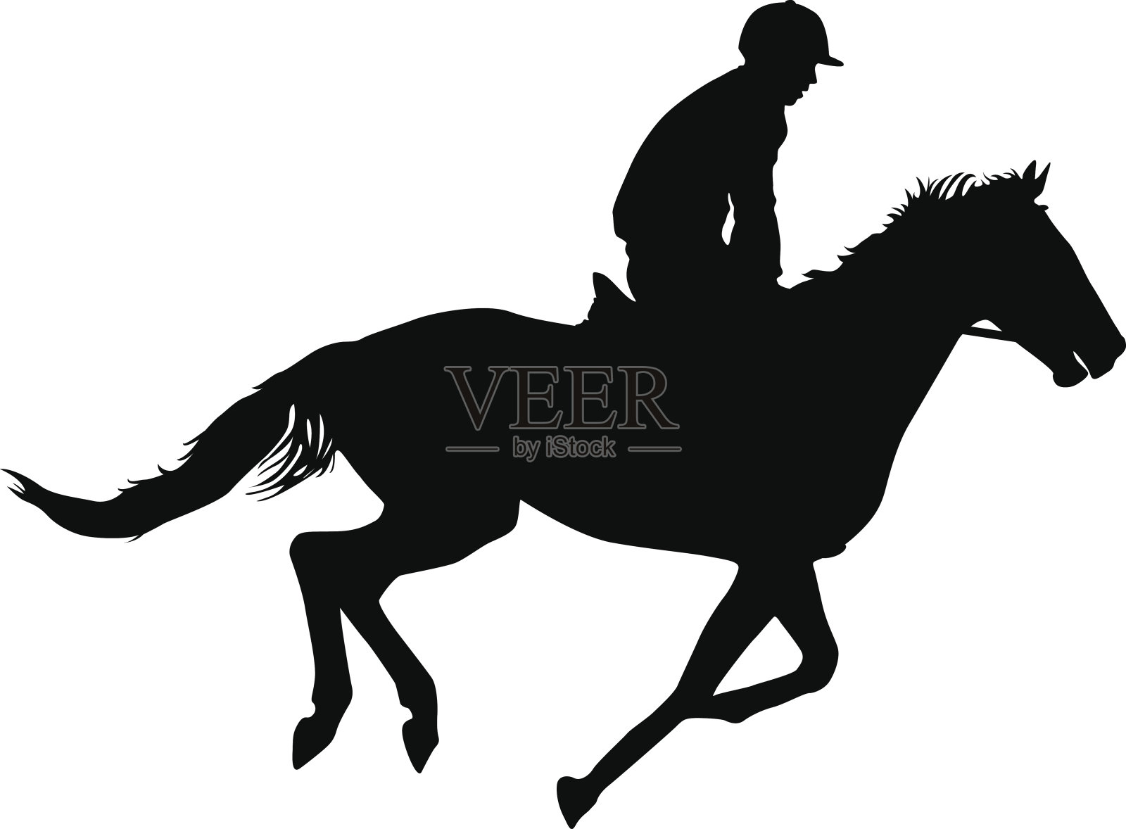 矢量剪影的马和骑师插画图片素材