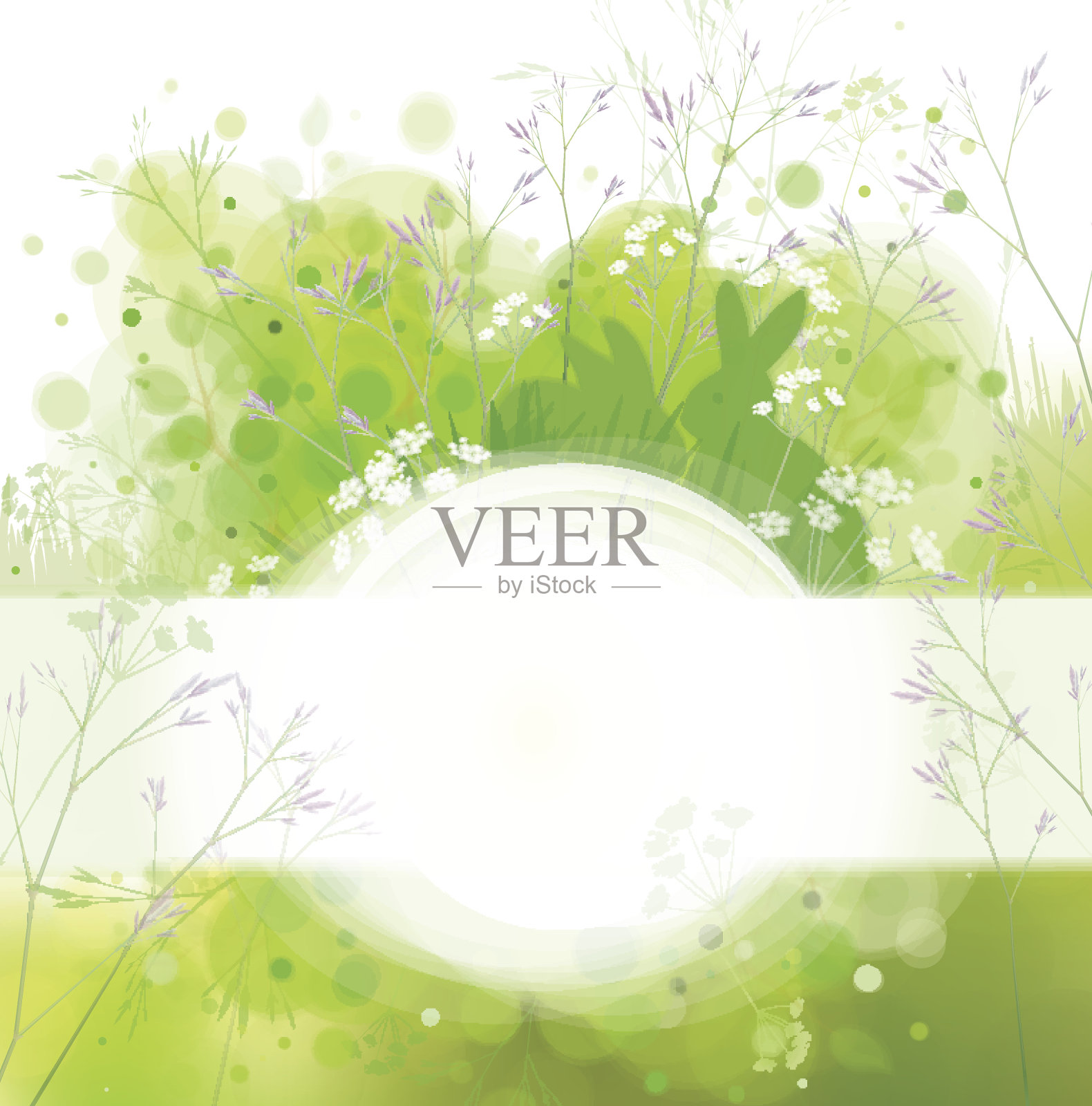 矢量复活节卡片，兔子春天的自然背景。插画图片素材