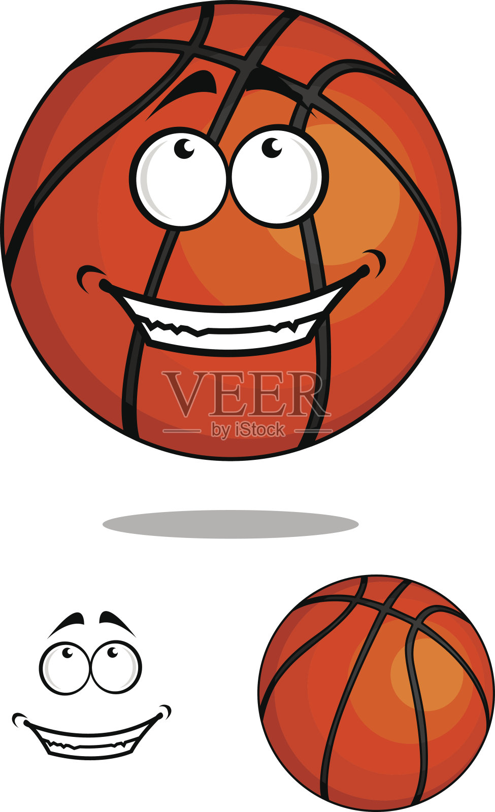 笑嘻嘻的卡通篮球插画图片素材