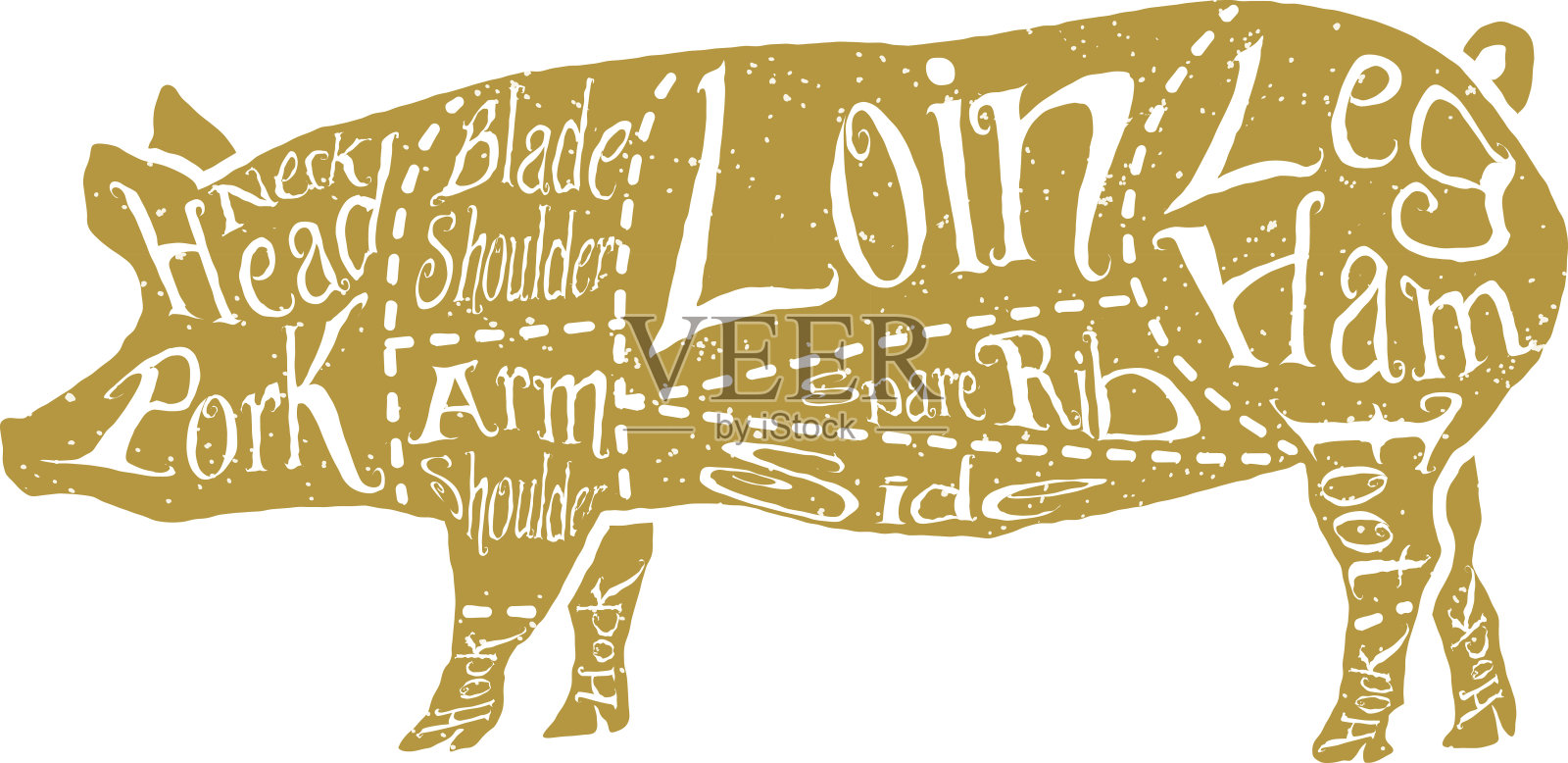 美式猪肉插画图片素材