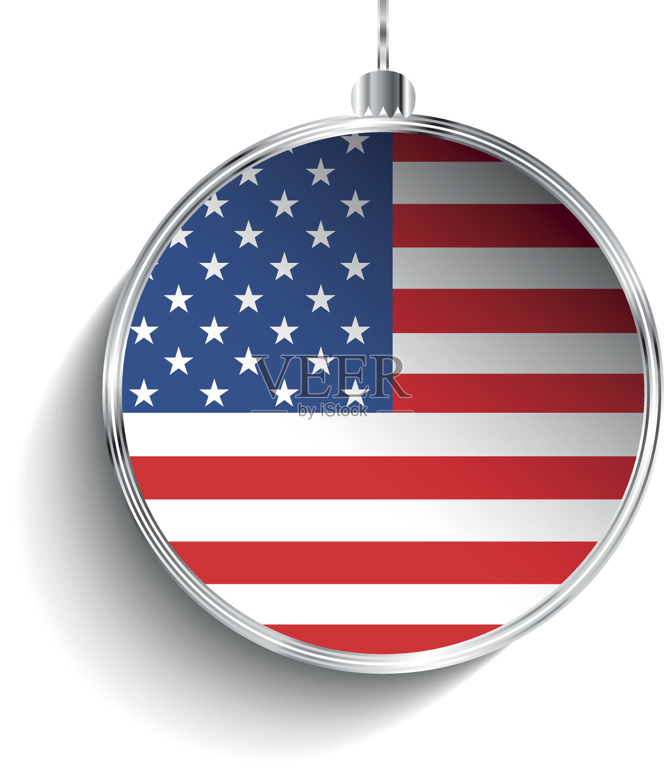 圣诞快乐，美国国旗银球插画图片素材