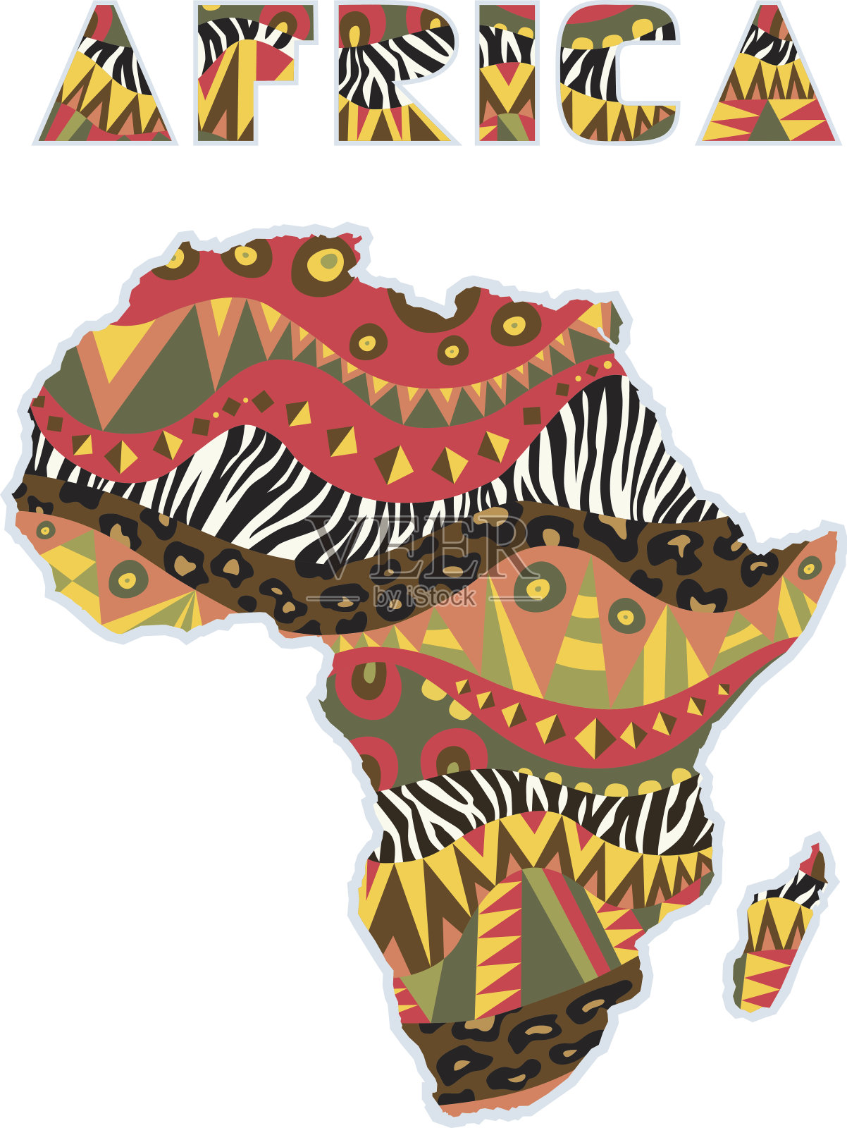 华丽的非洲大陆与艺术标题设计元素图片