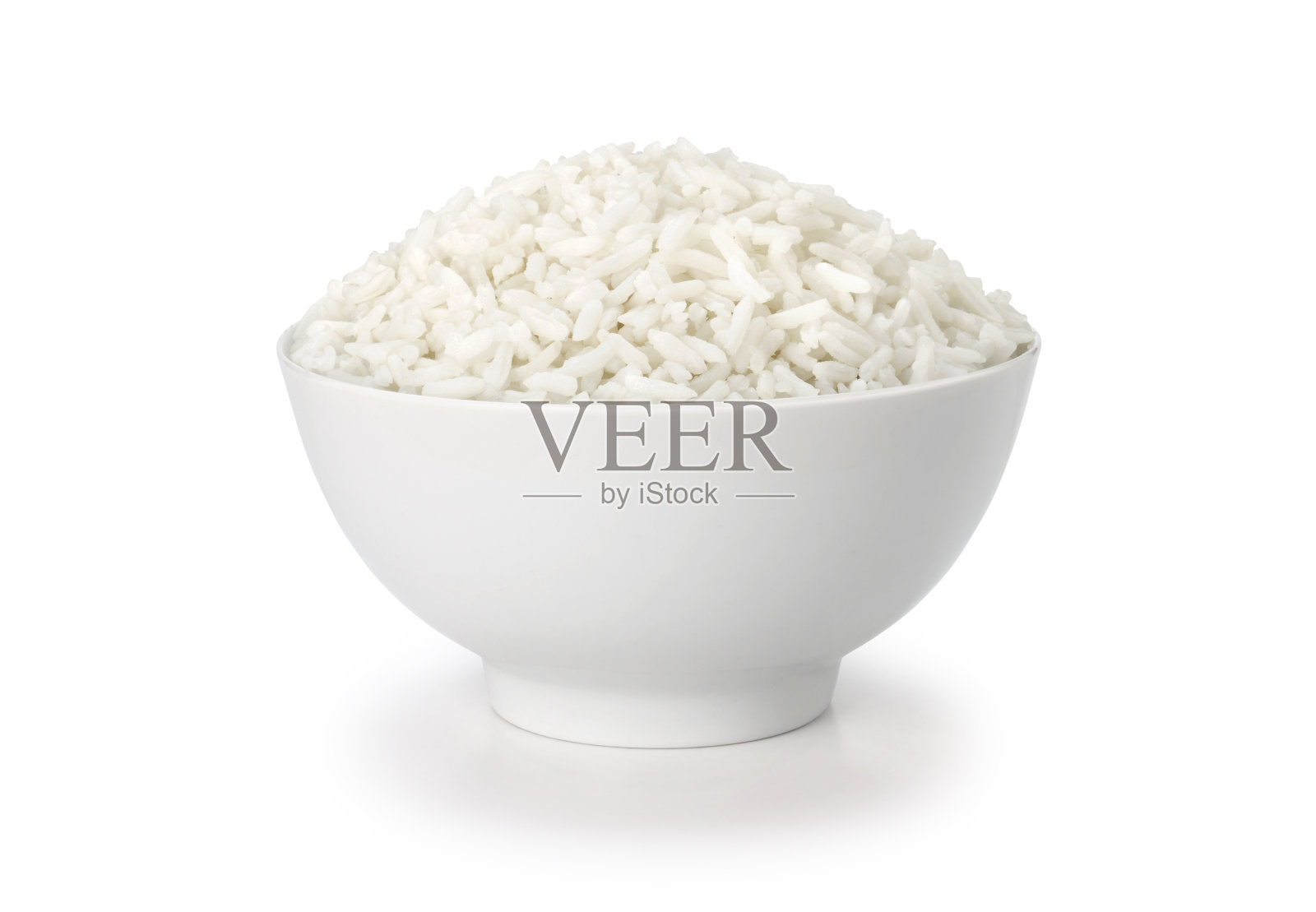 煮熟的米饭在白色的杯或碗中夹道照片摄影图片