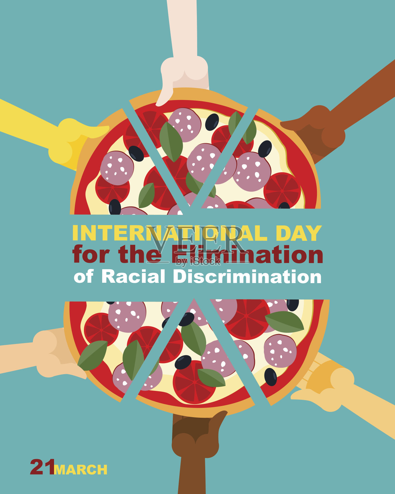 消除种族歧视国际日。插画图片素材