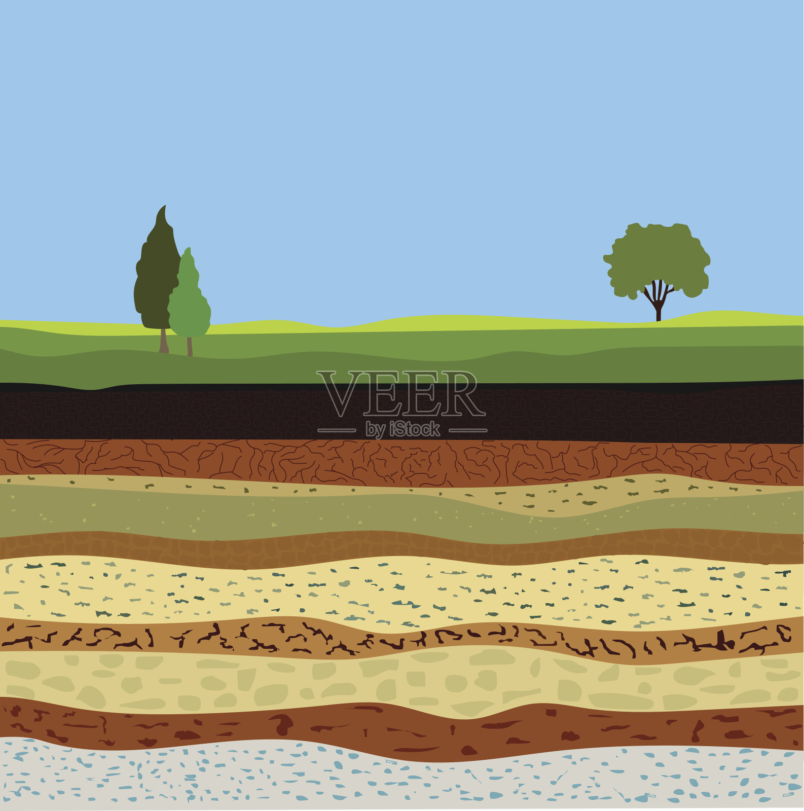 土壤形成与土壤层插画图片素材
