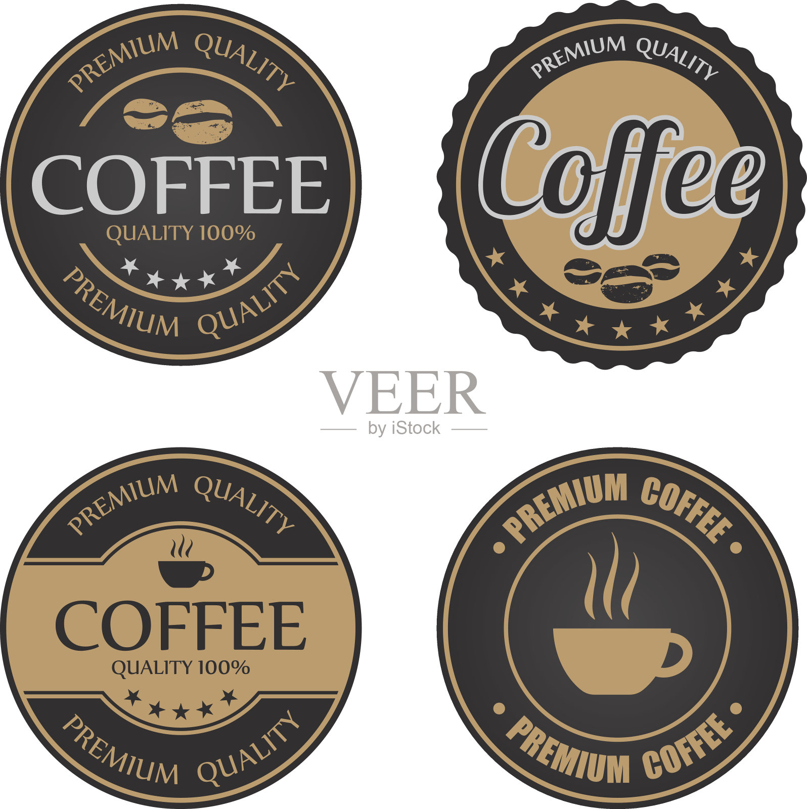 一套复古复古的咖啡徽章和标签插画图片素材