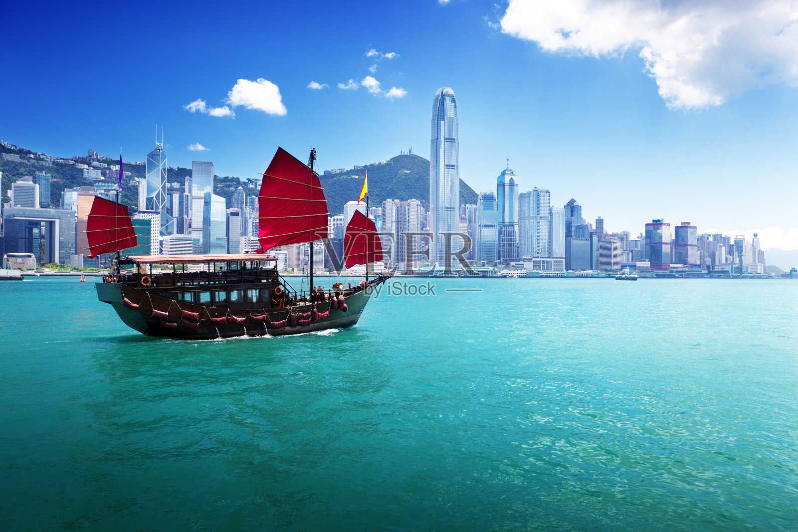 香港海港的经典帆船照片摄影图片