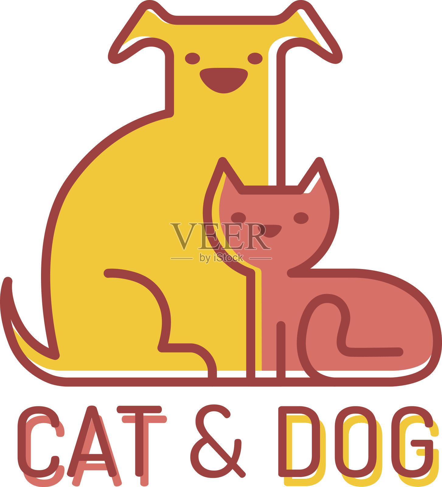猫和狗插画图片素材