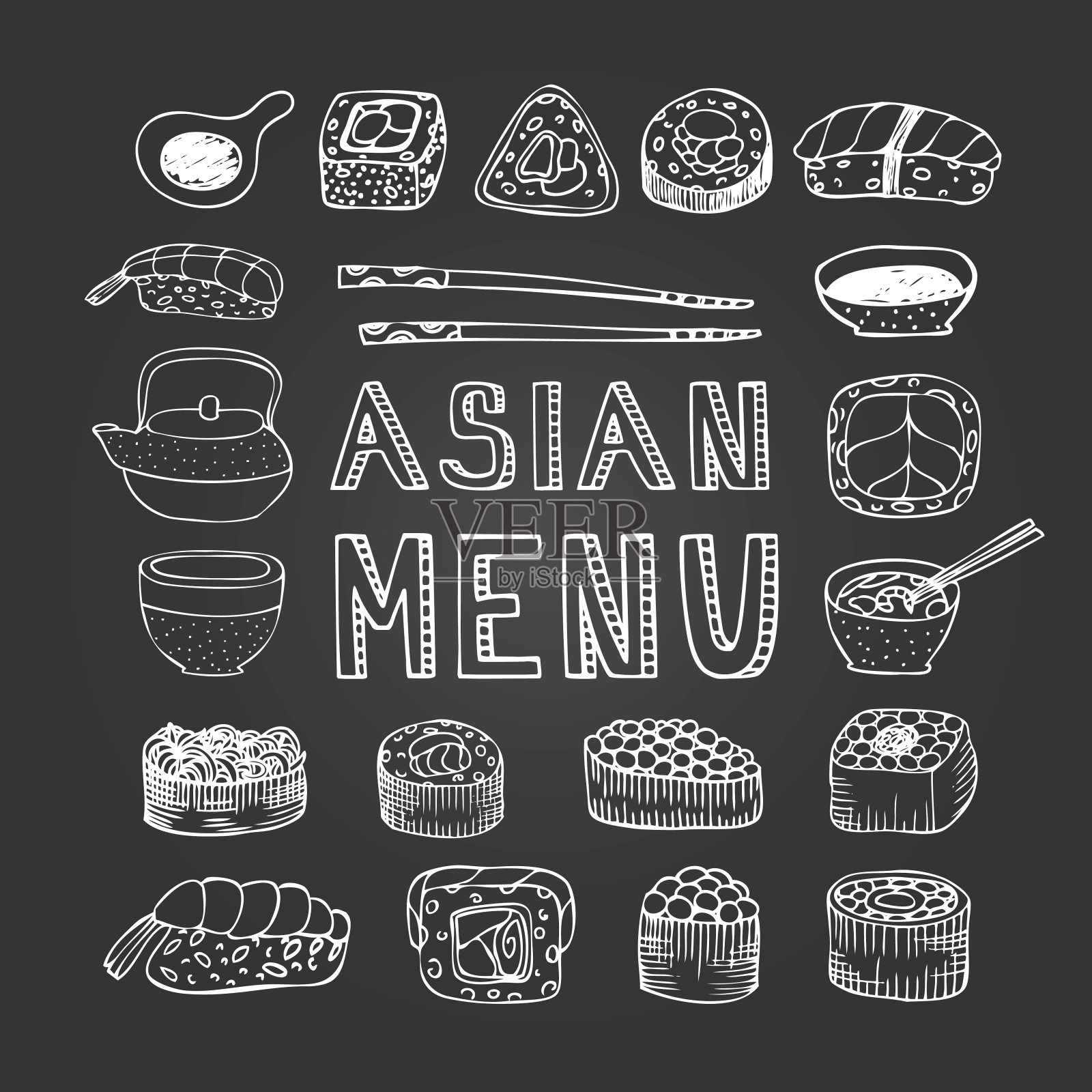 亚洲的菜单插画图片素材