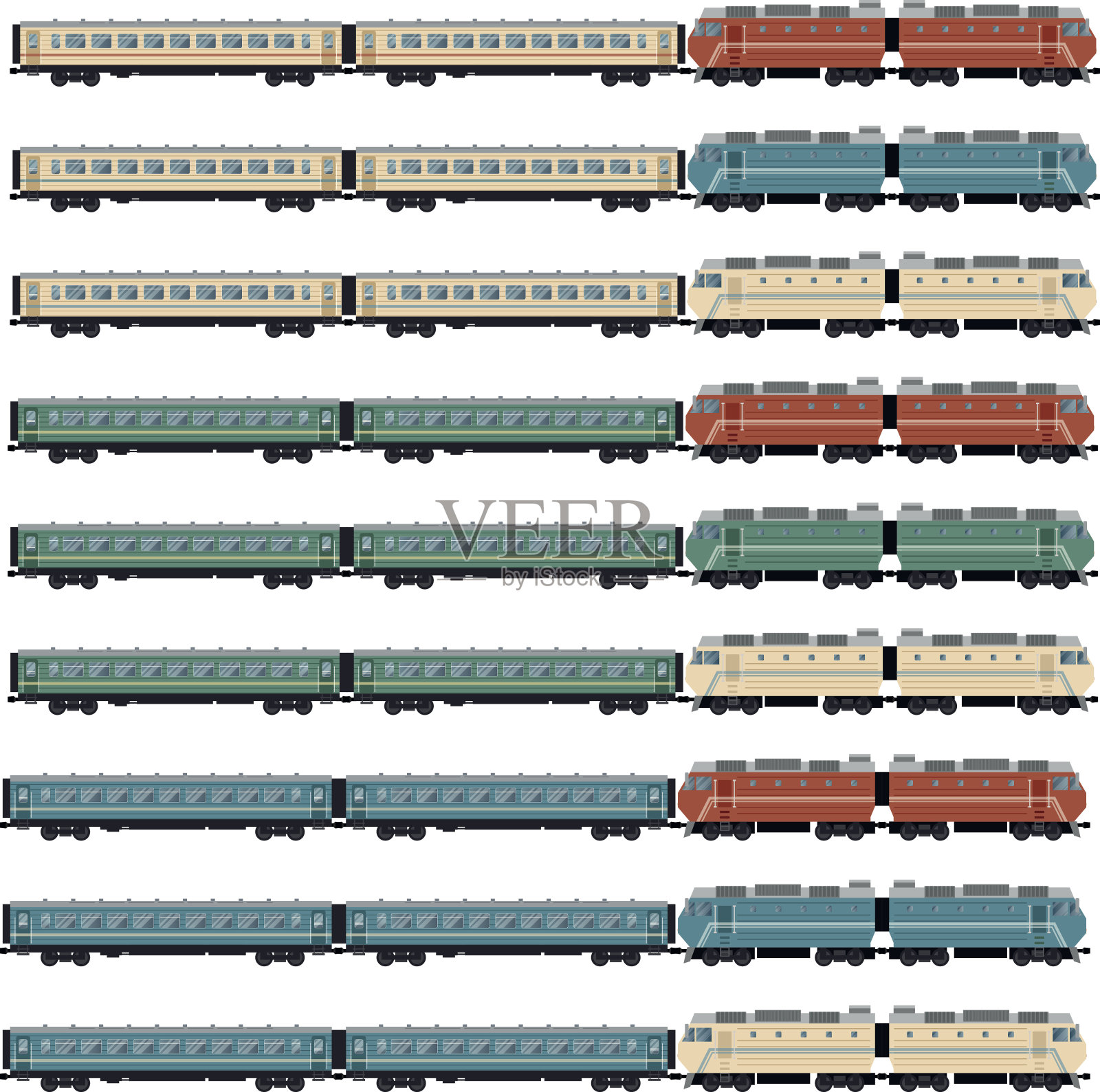 一组客运列车设计元素图片