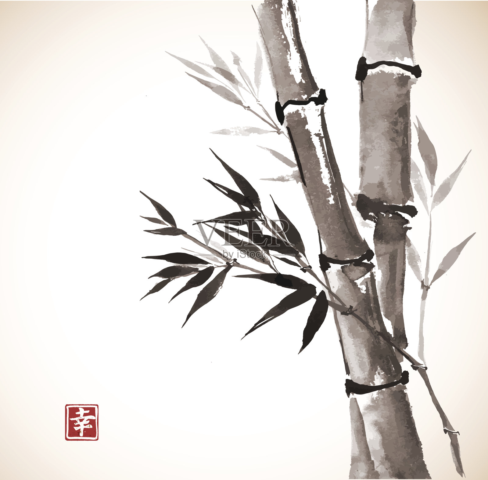 褐色背景的竹制卡片插画图片素材