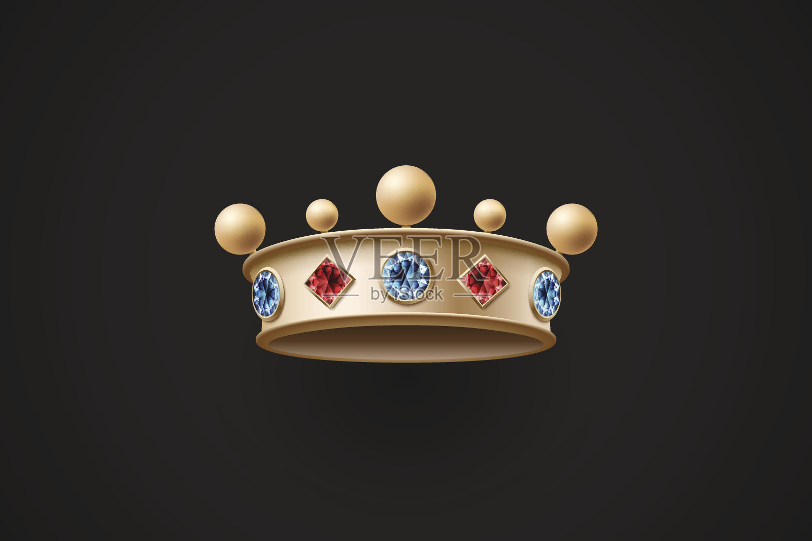 红色和蓝色钻石的金色皇冠插画图片素材