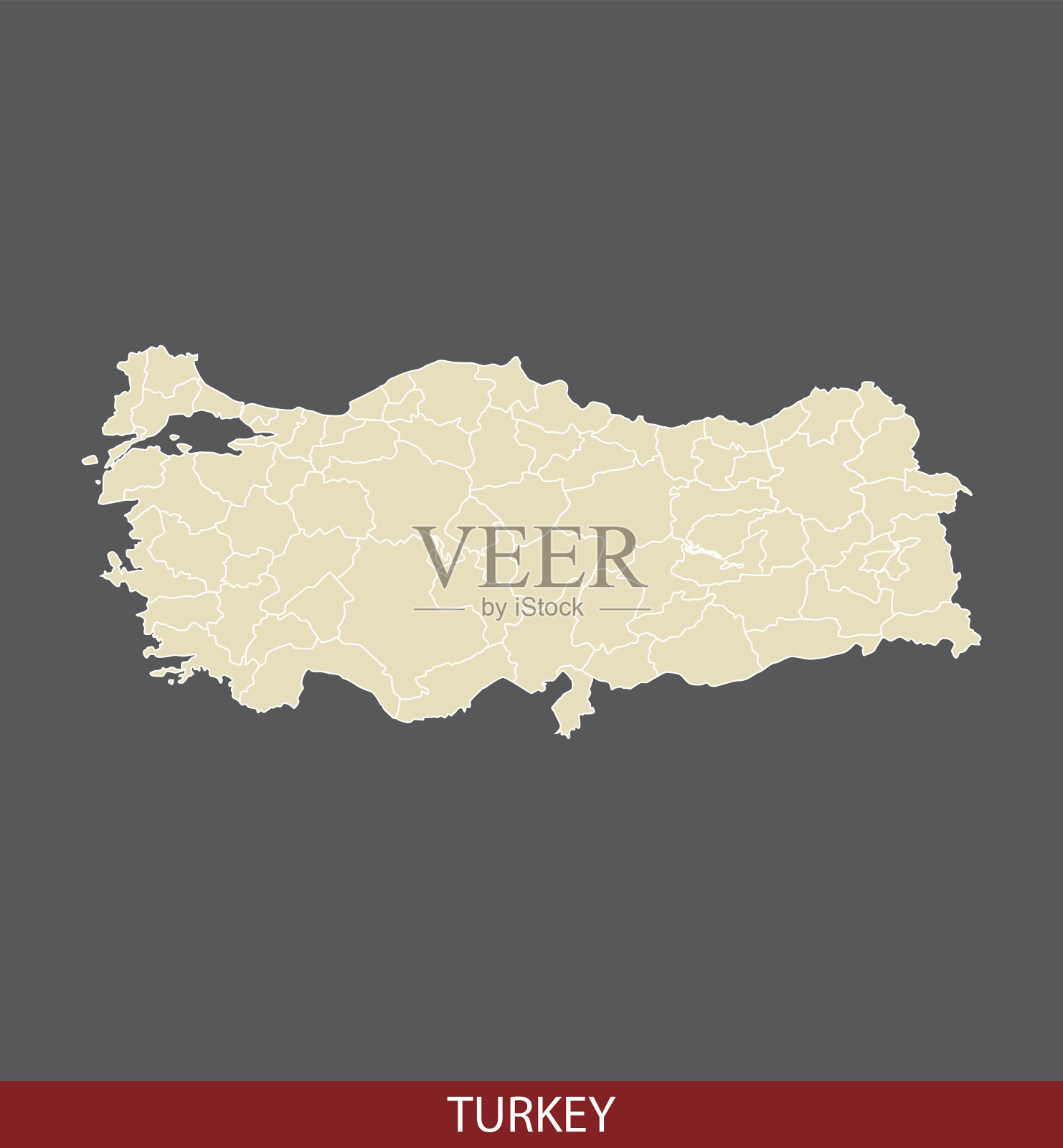 土耳其地图轮廓矢量在灰色背景插画图片素材