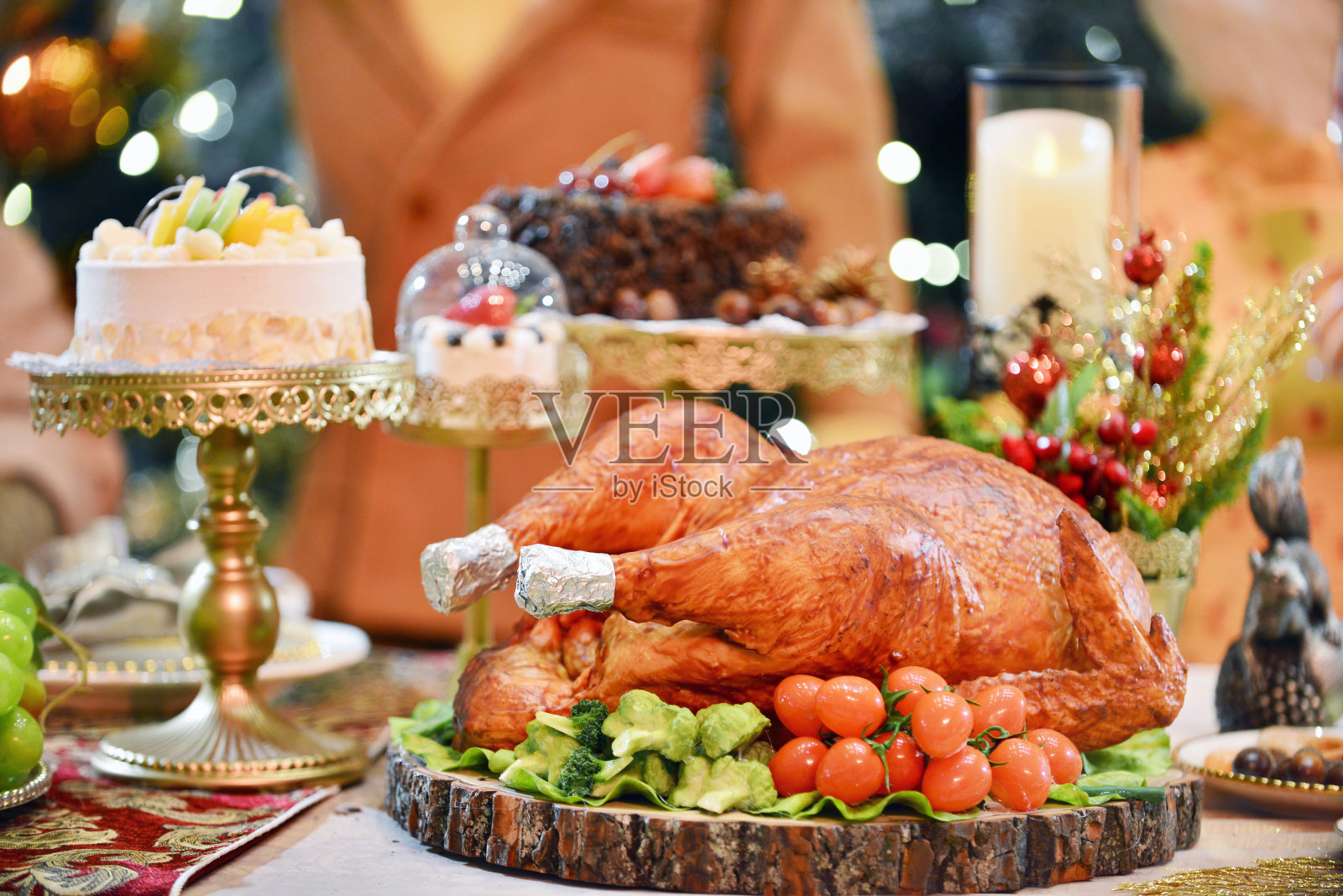 土耳其烤。圣诞晚餐照片摄影图片