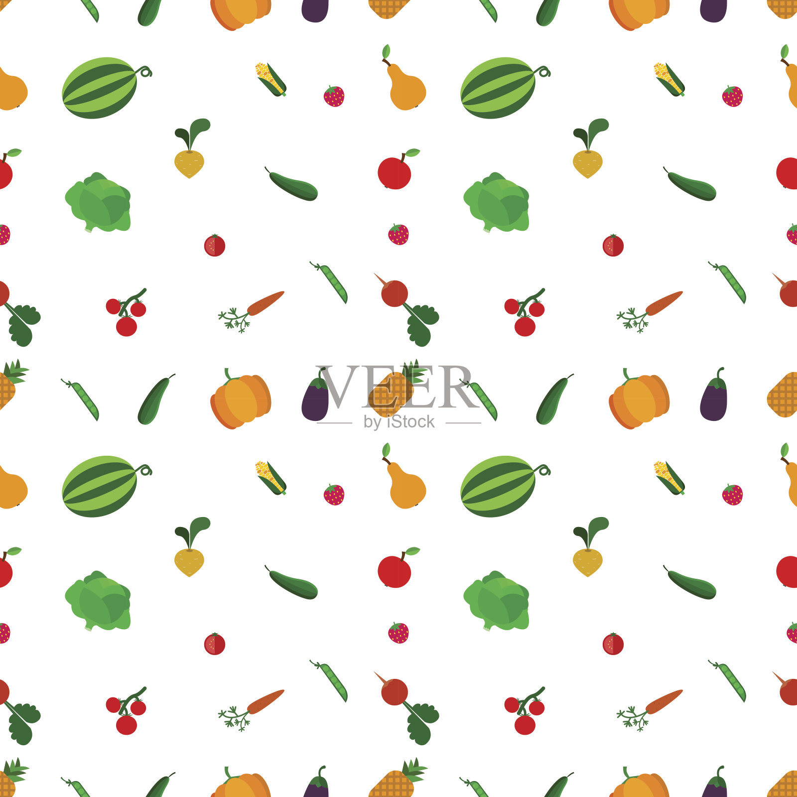 水果蔬菜无缝模式插画图片素材