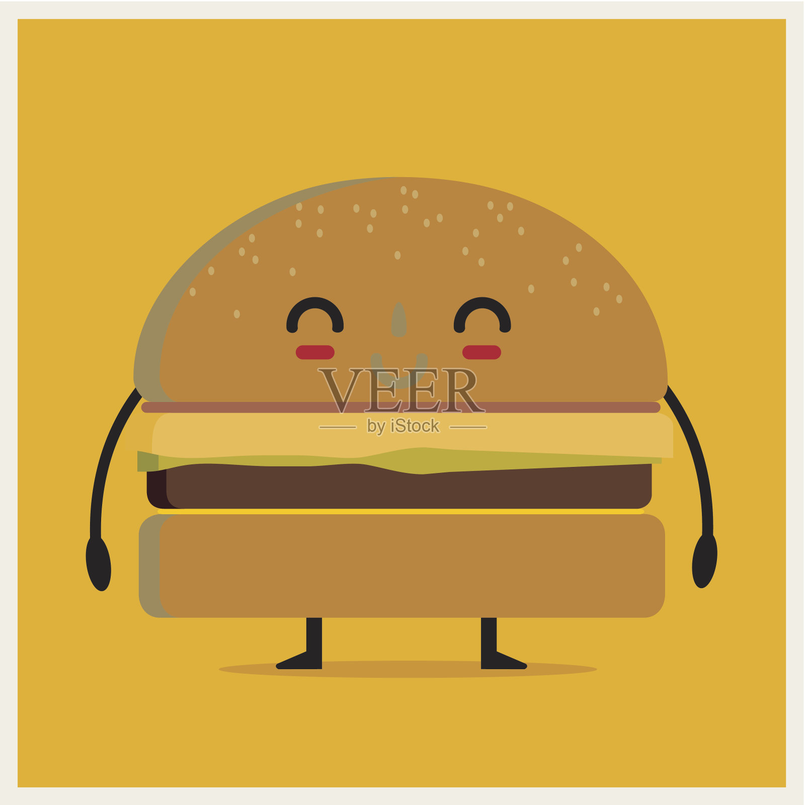 快乐汉堡插画图片素材
