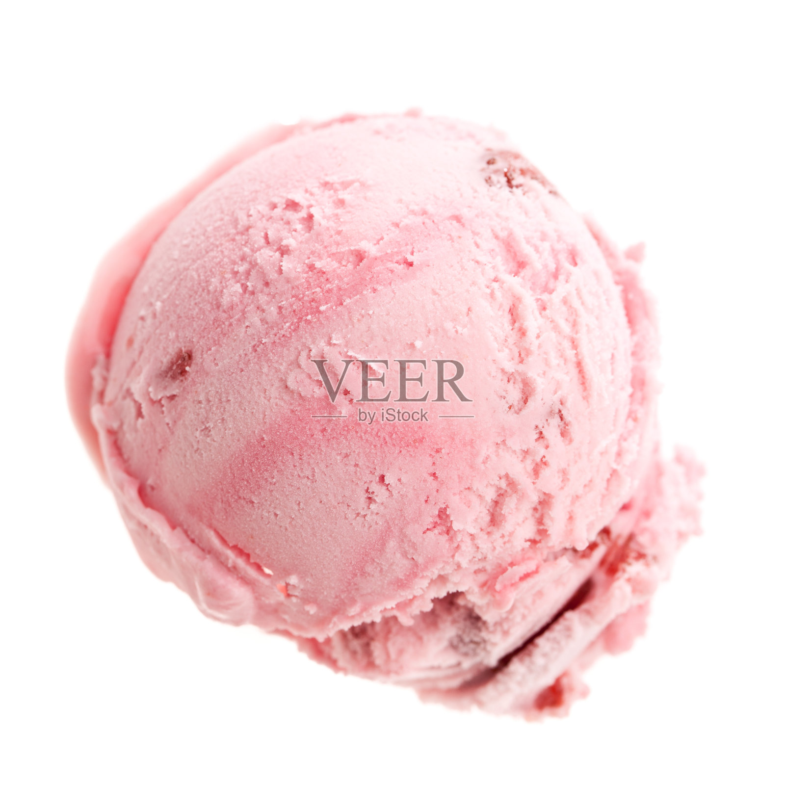 一勺草莓冰淇淋从鸟瞰图照片摄影图片